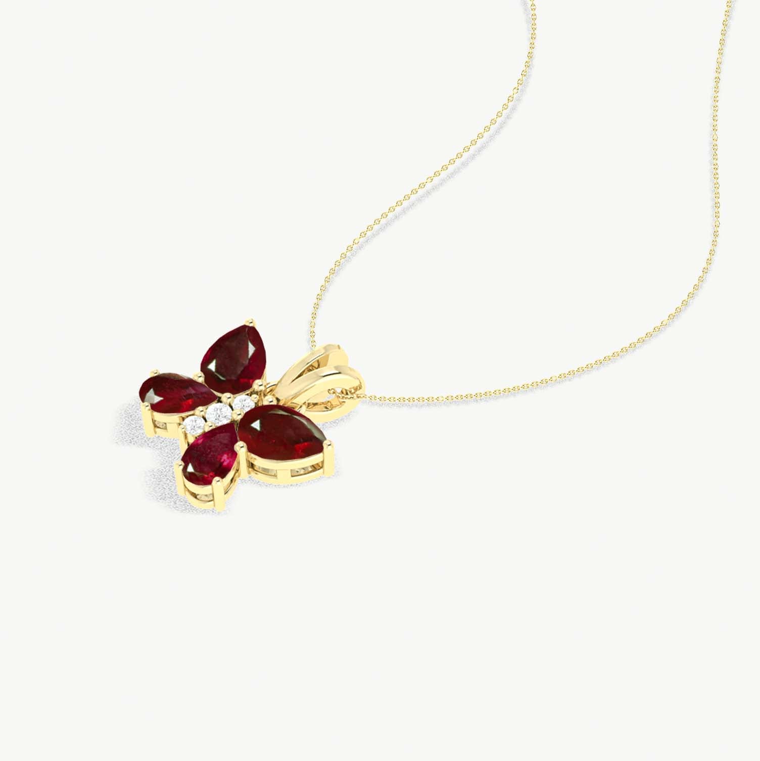 Ruby Butterfly Pendant Necklace in 925 Sterling Silver 1.6ct