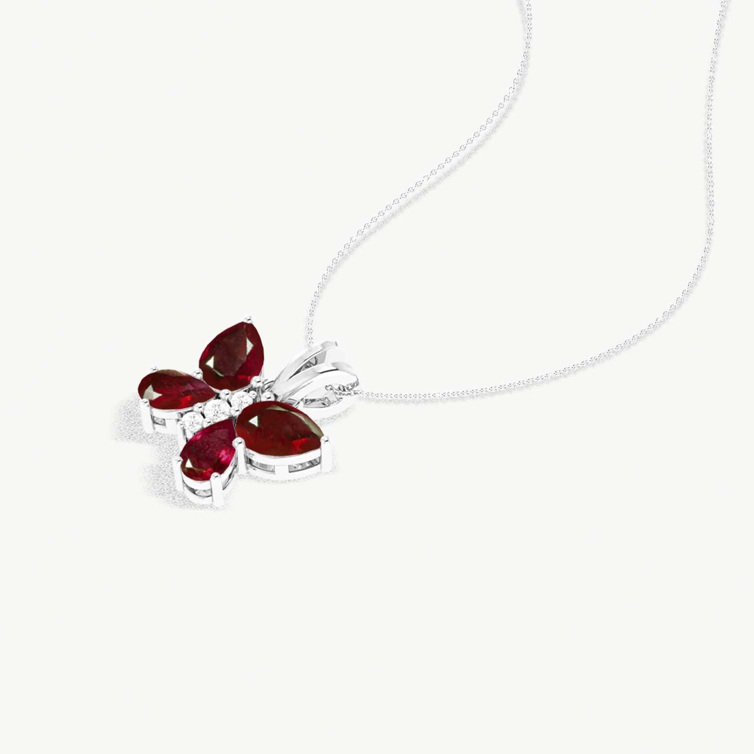 Ruby Butterfly Pendant Necklace in 925 Sterling Silver 1.6ct
