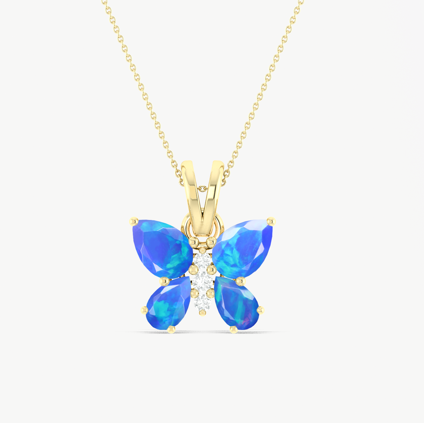 Blue Opal Butterfly Pendant Necklace in 925 Sterling Silver 1.3ct