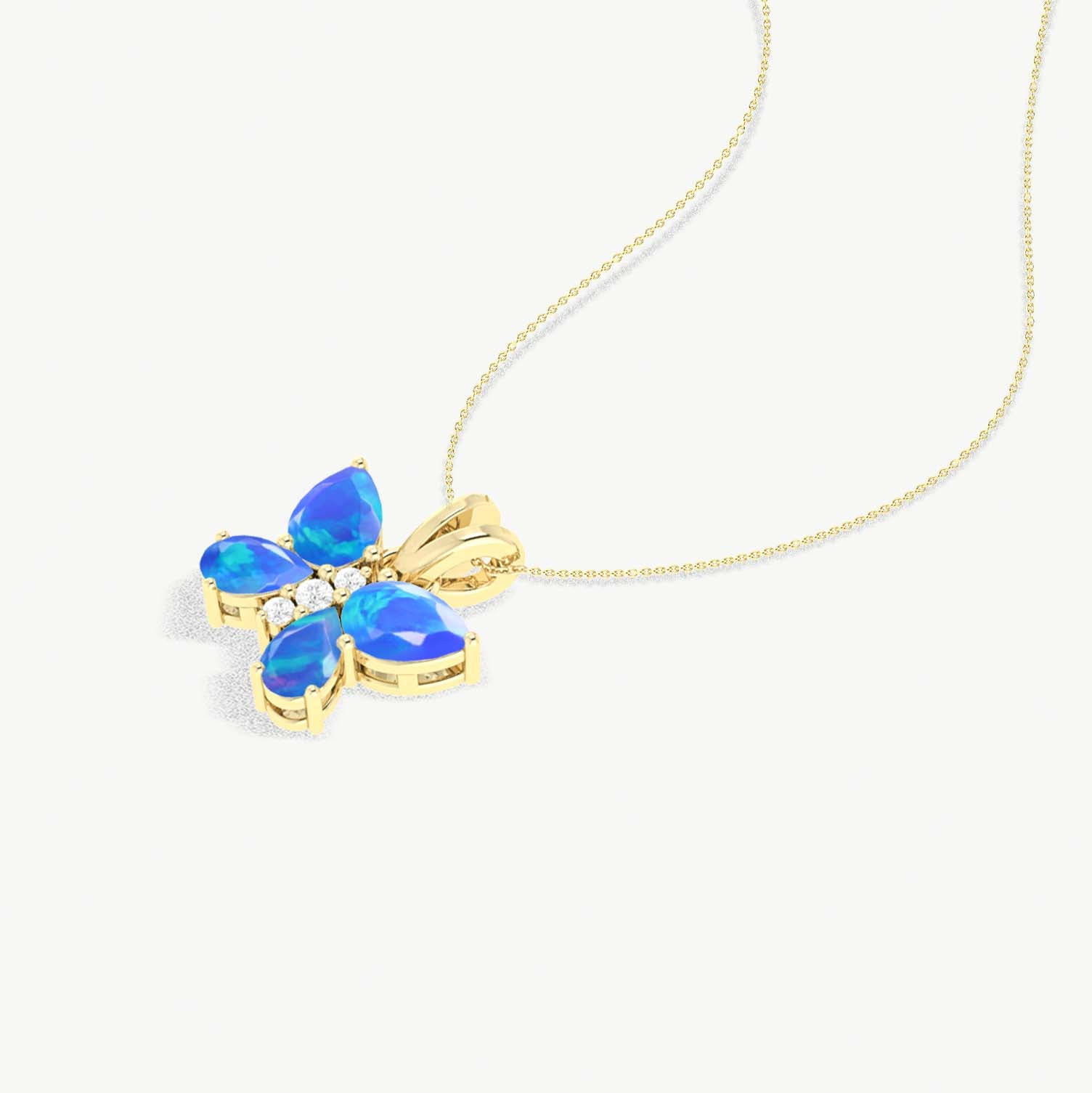 Blue Opal Butterfly Pendant Necklace in 925 Sterling Silver 1.3ct