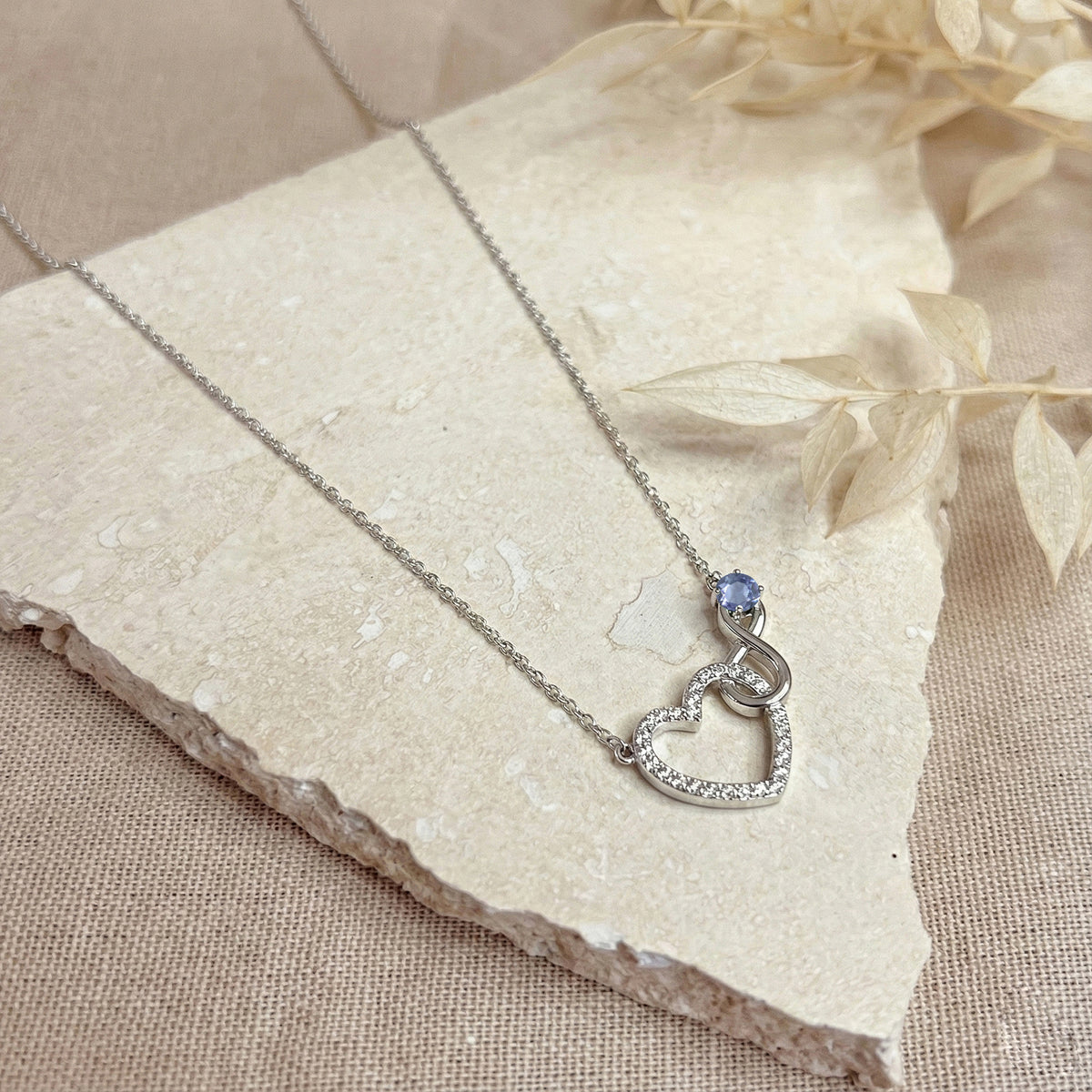 Alexandrite Round Infinity Heart Pendant Necklace in 925 Sterling Silver 0.45ct