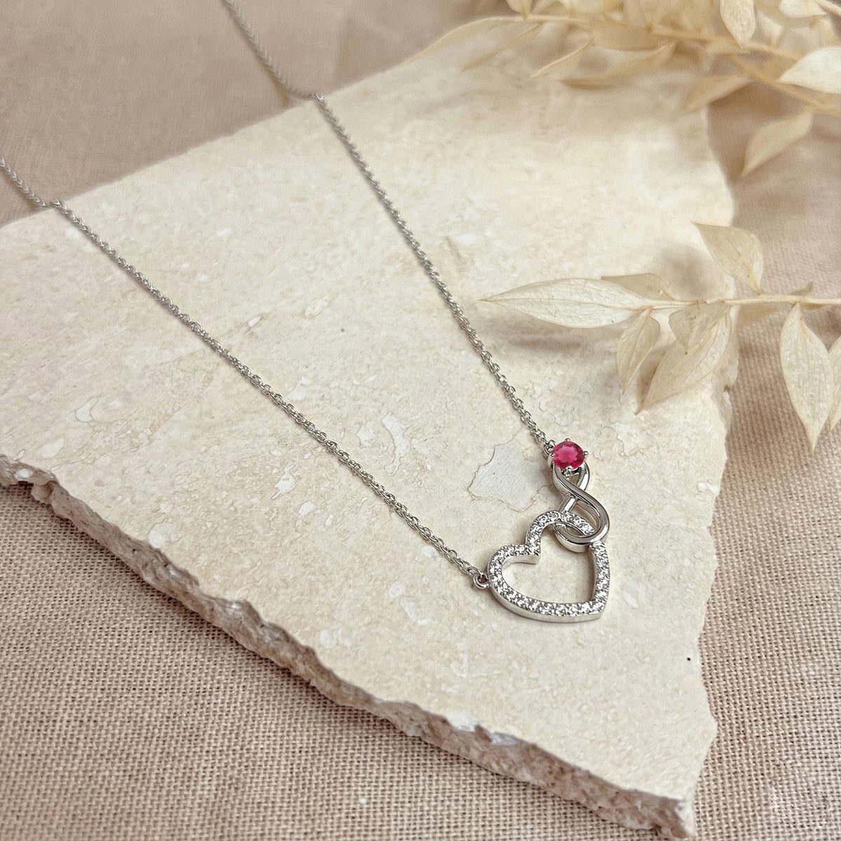 Pink Tourmaline  Round Infinity Heart Pendant Necklace in 925 Sterling Silver 0.45ct