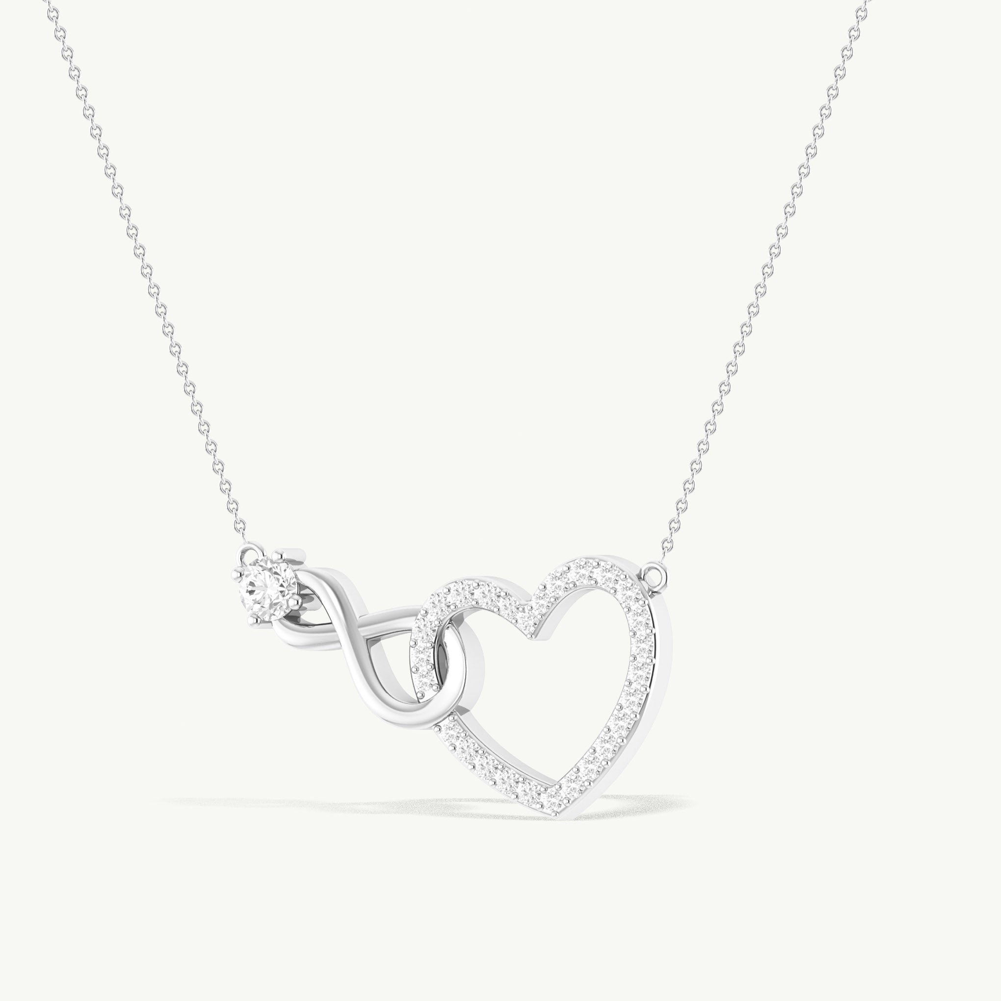 Cubic Zirconia Round Infinity Heart Pendant Necklace in 925 Sterling Silver