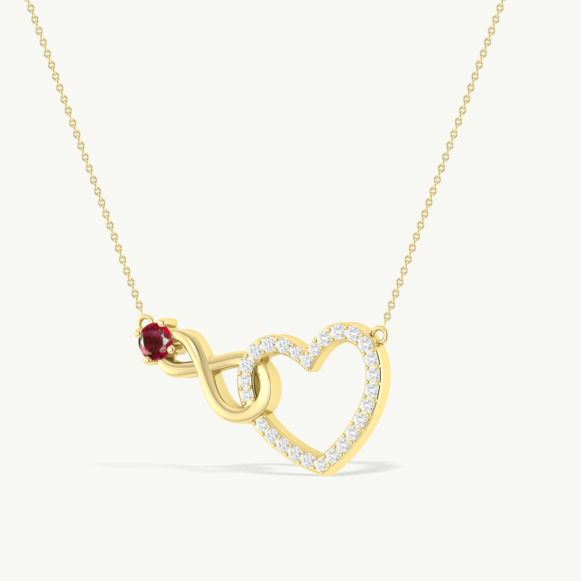 Ruby Round Infinity Heart Pendant Necklace in 925 Sterling Silver