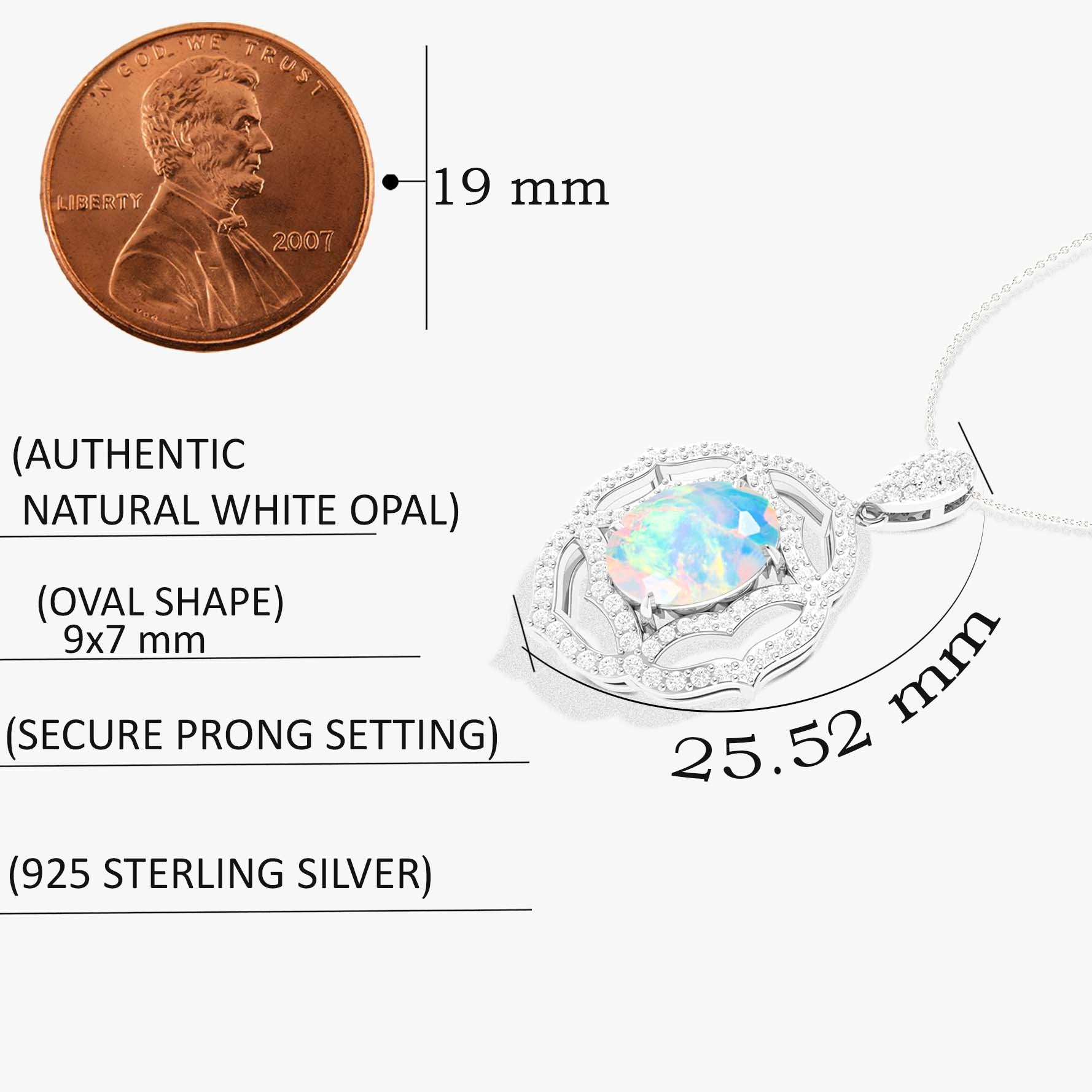 Multifire White Opal Gemstone Charm Pendant Necklace