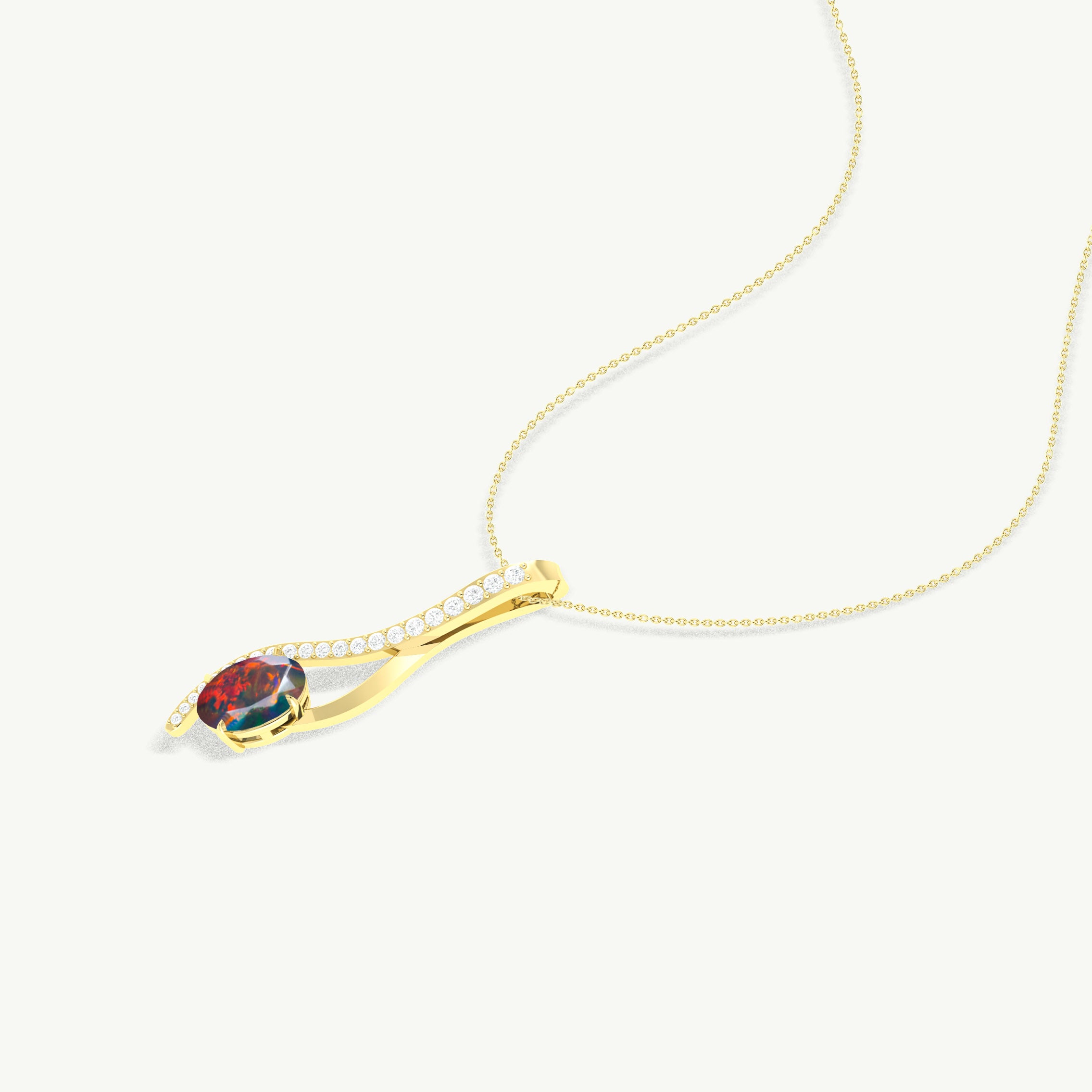 Black Opal Oval Swirl Pendant Necklace in 925 Sterling Silver 1.2ct