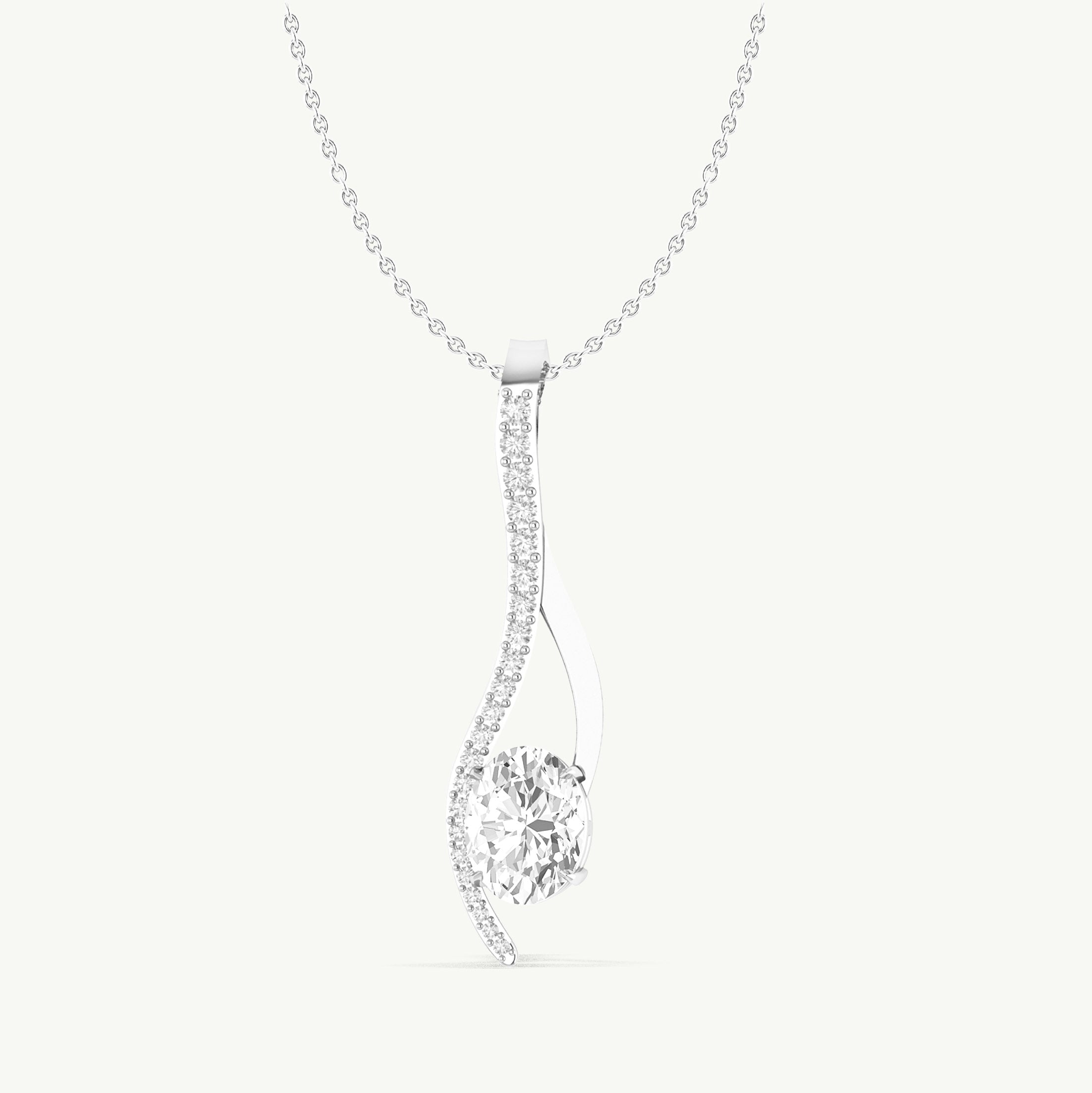 Cubic Zirconia Oval Swirl Pendant Necklace in 925 Sterling Silver 1.4ct