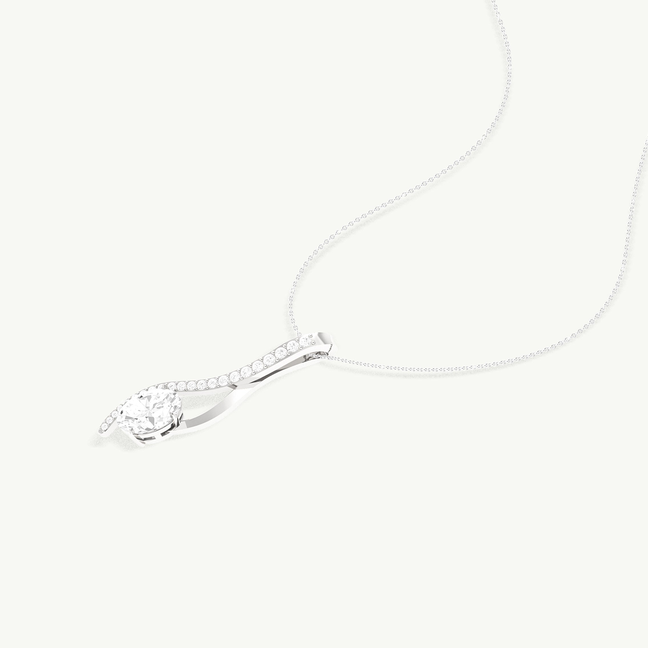 Cubic Zirconia Oval Swirl Pendant Necklace in 925 Sterling Silver 1.4ct