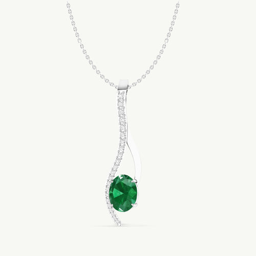 Emerald Oval Swirl Pendant Necklace in 925 Sterling Silver 1.4ct