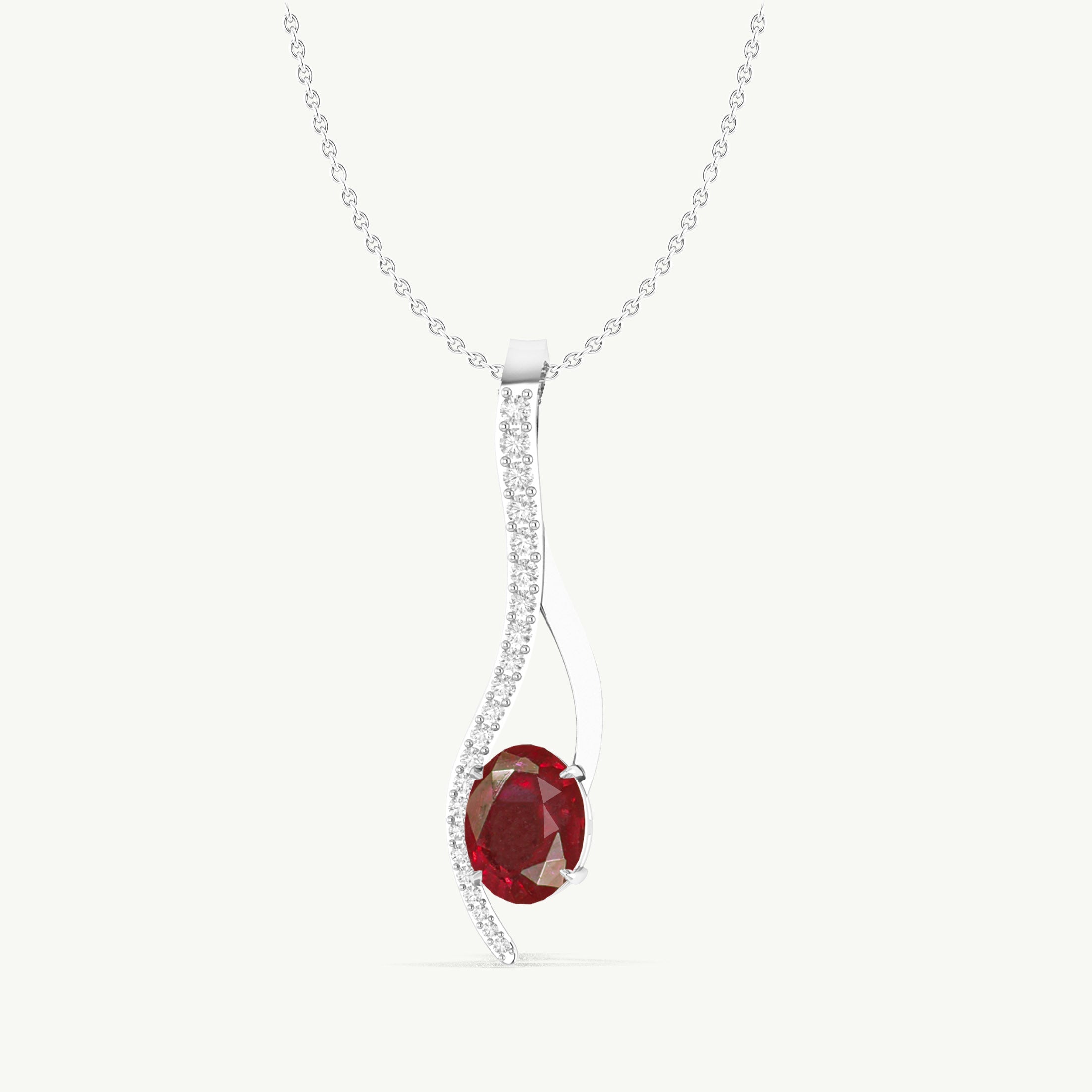 Ruby Oval Swirl Pendant Necklace in 925 Sterling Silver 1.4ct