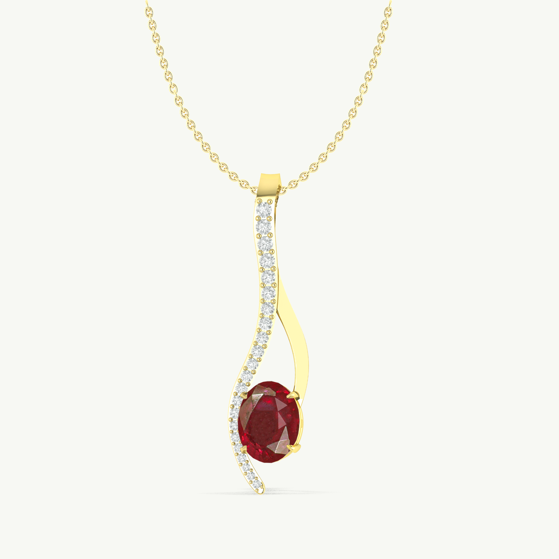 Ruby Oval Swirl Pendant Necklace in 925 Sterling Silver 1.4ct