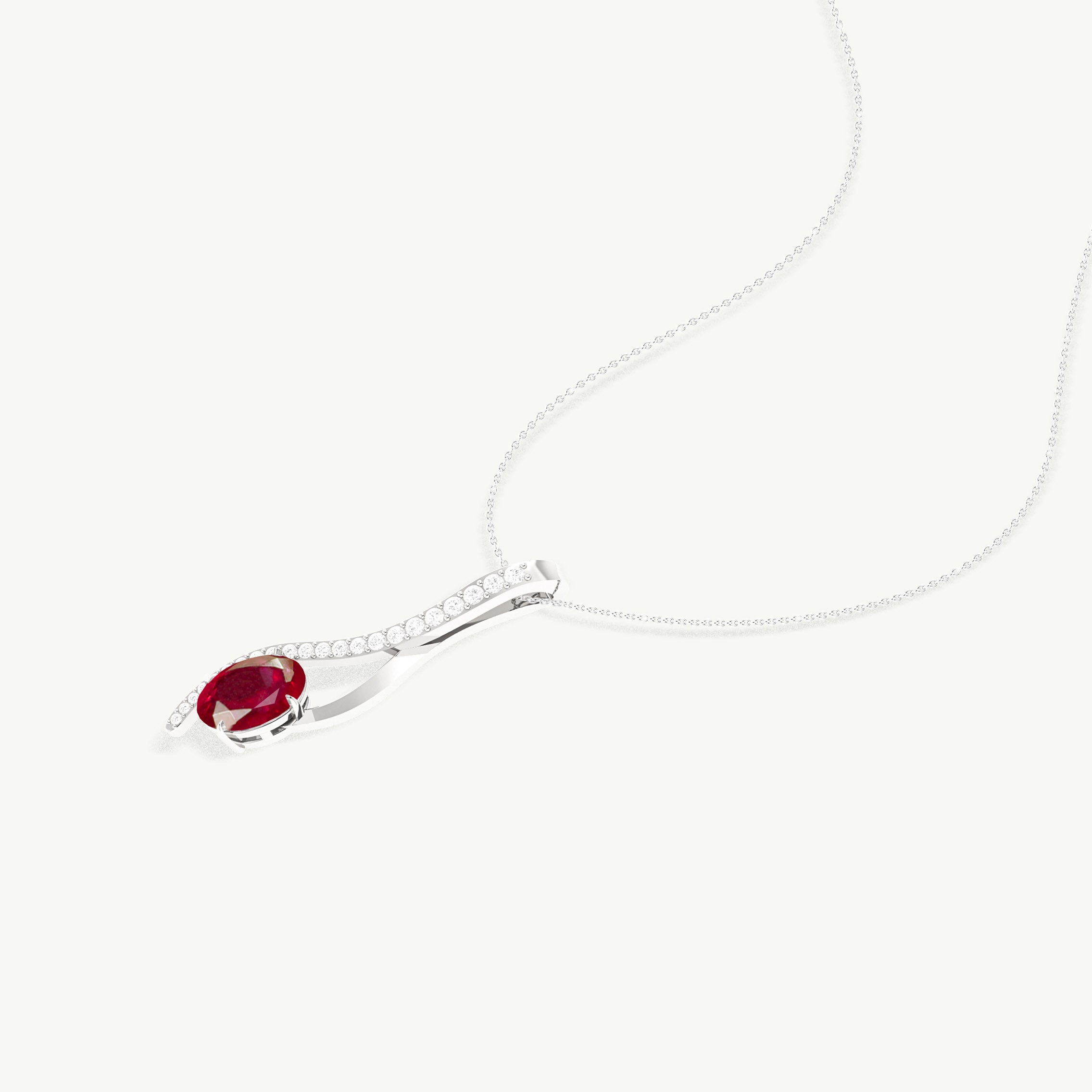 Ruby Oval Swirl Pendant Necklace in 925 Sterling Silver 1.4ct