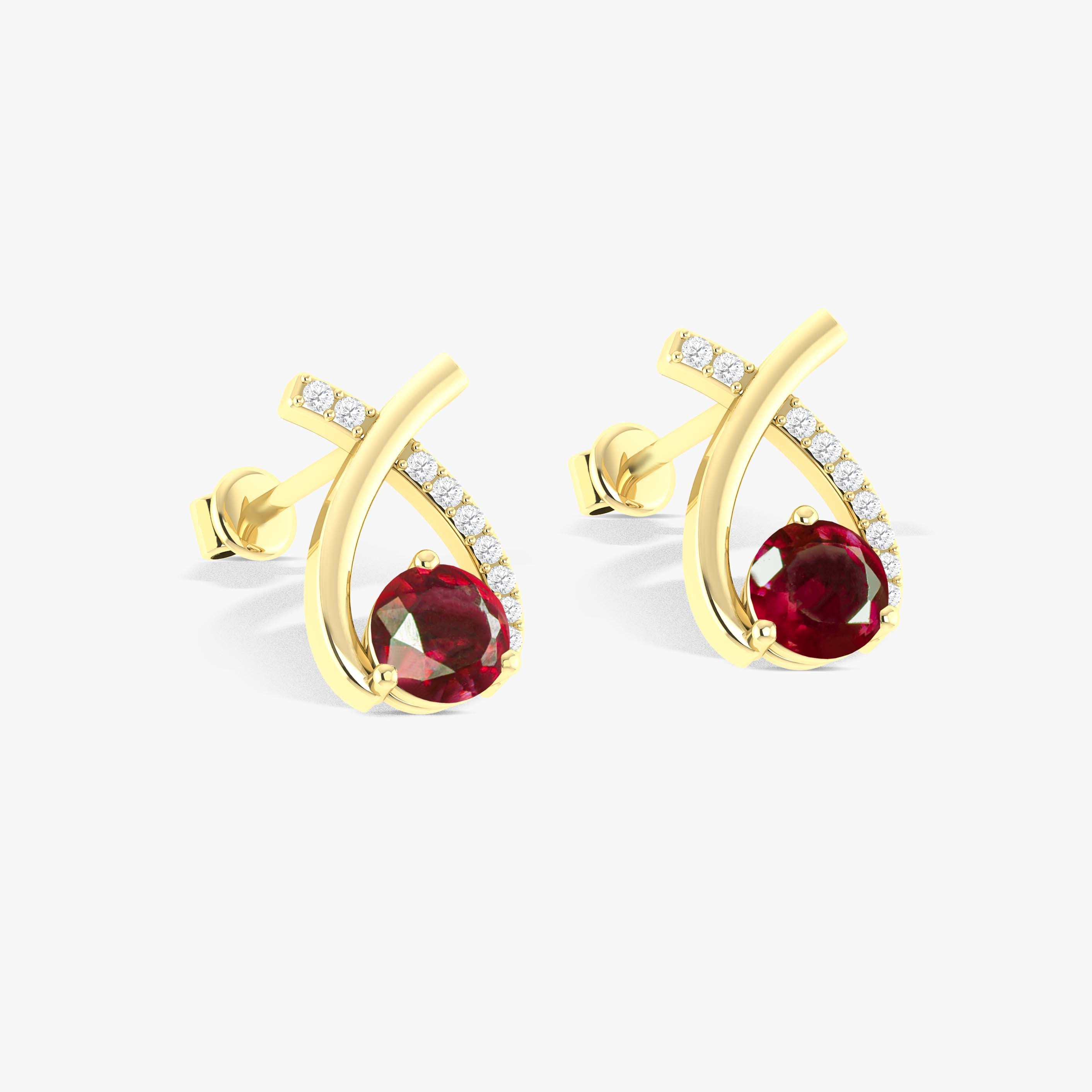 5MM Round Natural Ruby Opal Stud Earrings