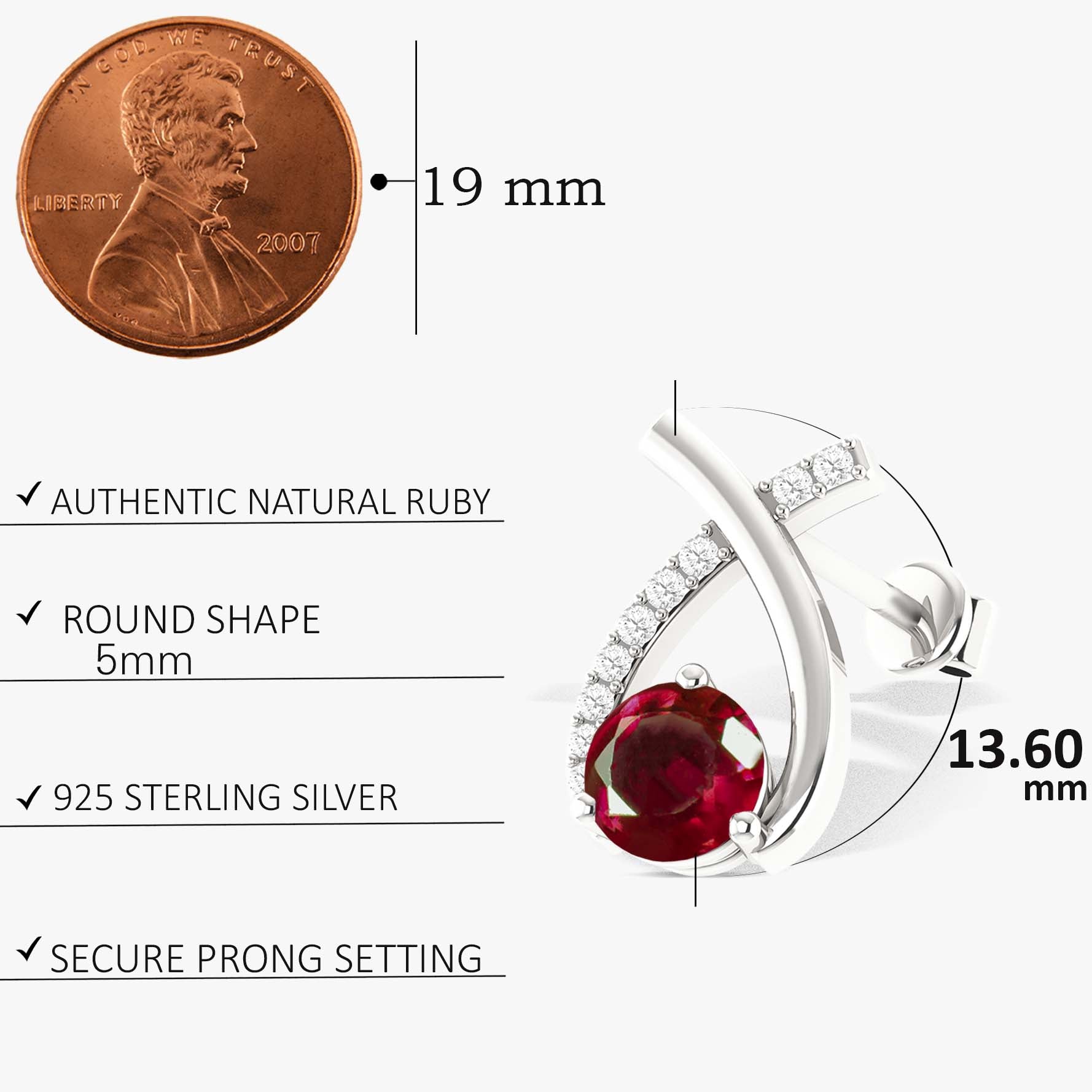 5MM Round Natural Ruby Opal Stud Earrings