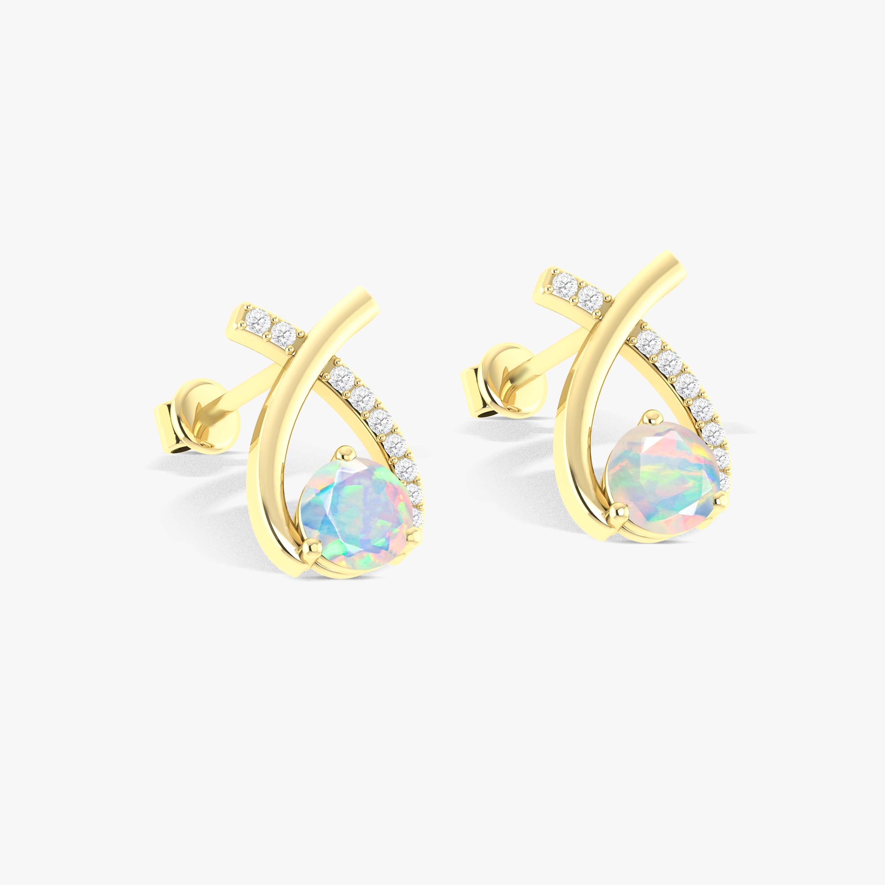 5MM Round Natural White Opal Stud Earrings