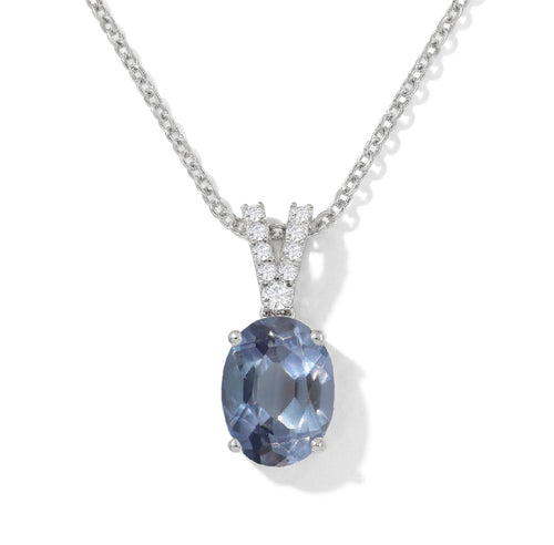Alexandrite Solitaire Pendant Necklace in 925 Sterling Silver 1.2ct