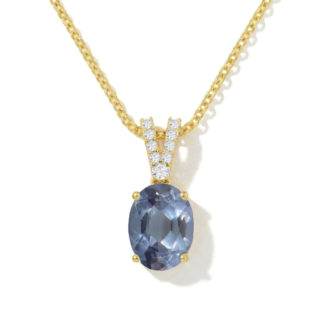 Alexandrite Solitaire Pendant Necklace in 925 Sterling Silver 1.2ct