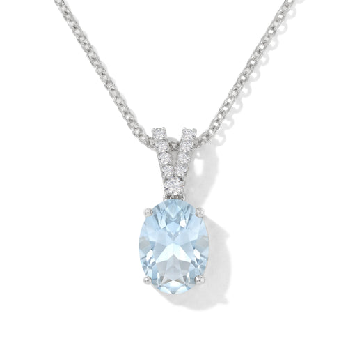 Aquamarine Solitaire Pendant Necklace in 925 Sterling Silver 1.2ct