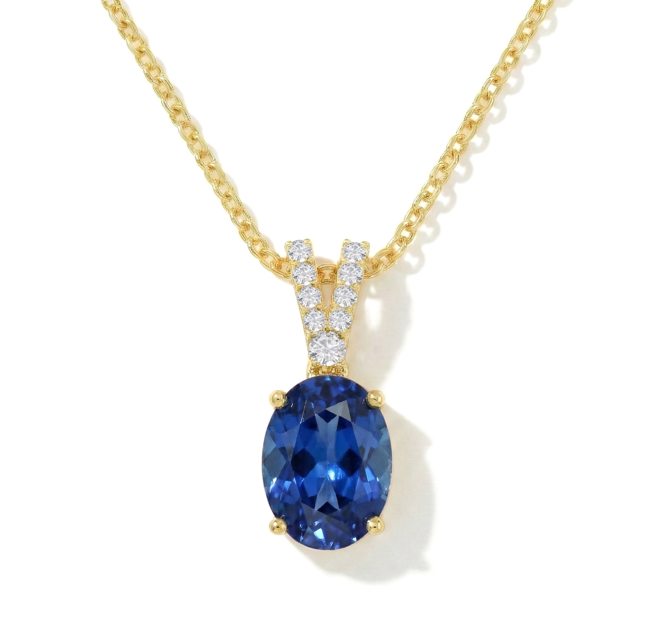 Blue Sapphire Solitaire Pendant Necklace in 925 Sterling Silver 1.2ct