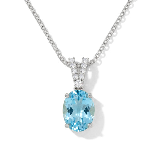 Blue Topaz Solitaire Pendant Necklace in 925 Sterling Silver 1.2ct