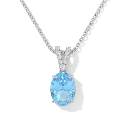 Blue Topaz Solitaire Pendant Necklace in 925 Sterling Silver 1.2ct