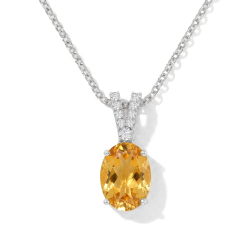 Citrine Solitaire Pendant Necklace in 925 Sterling Silver 1.2ct