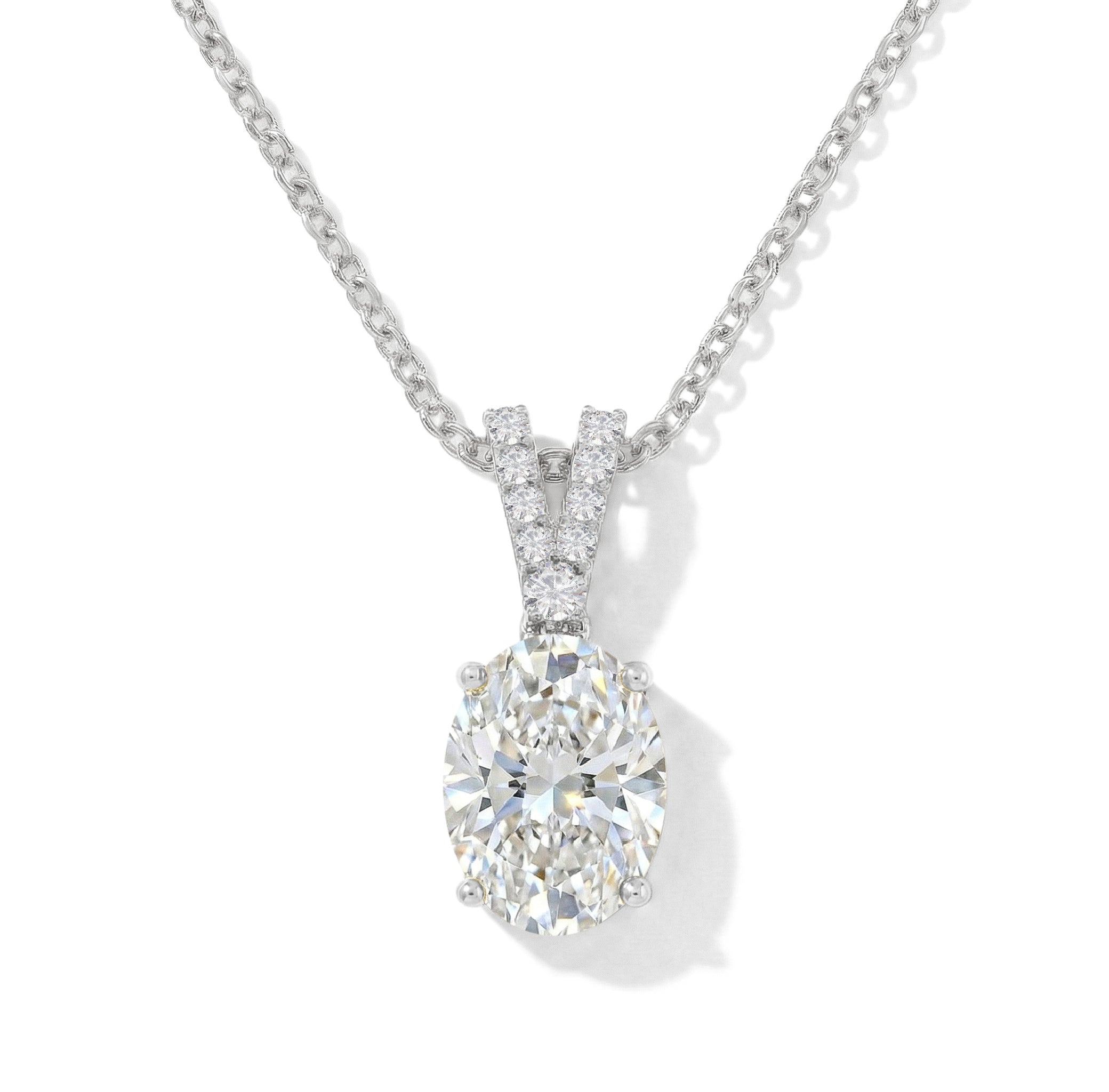 Cubic Zirconia Solitaire Pendant Necklace in 925 Sterling Silver 1.2ct