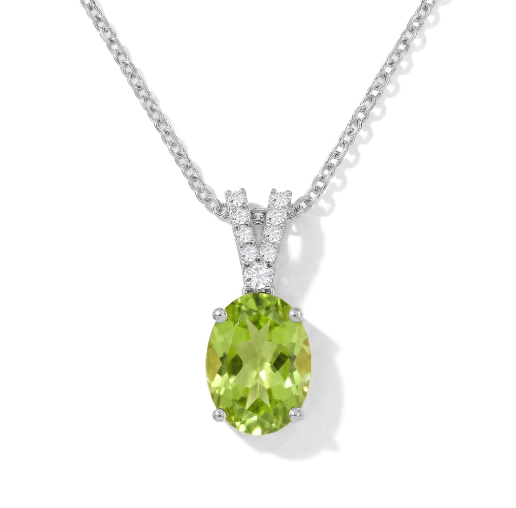 Peridot Solitaire Pendant Necklace in 925 Sterling Silver 1.2ct