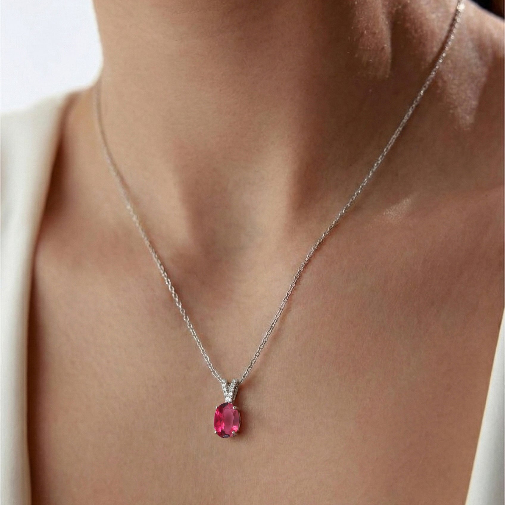 Pink Tourmaline Solitaire Pendant Necklace in 925 Sterling Silver 1.2ct