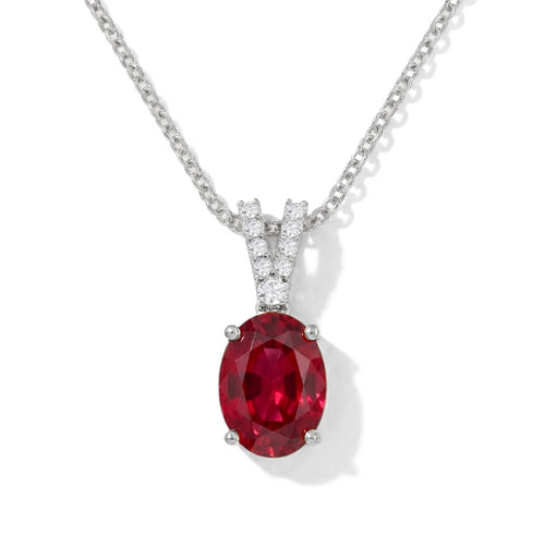 Ruby Solitaire Pendant Necklace in 925 Sterling Silver 1.2ct