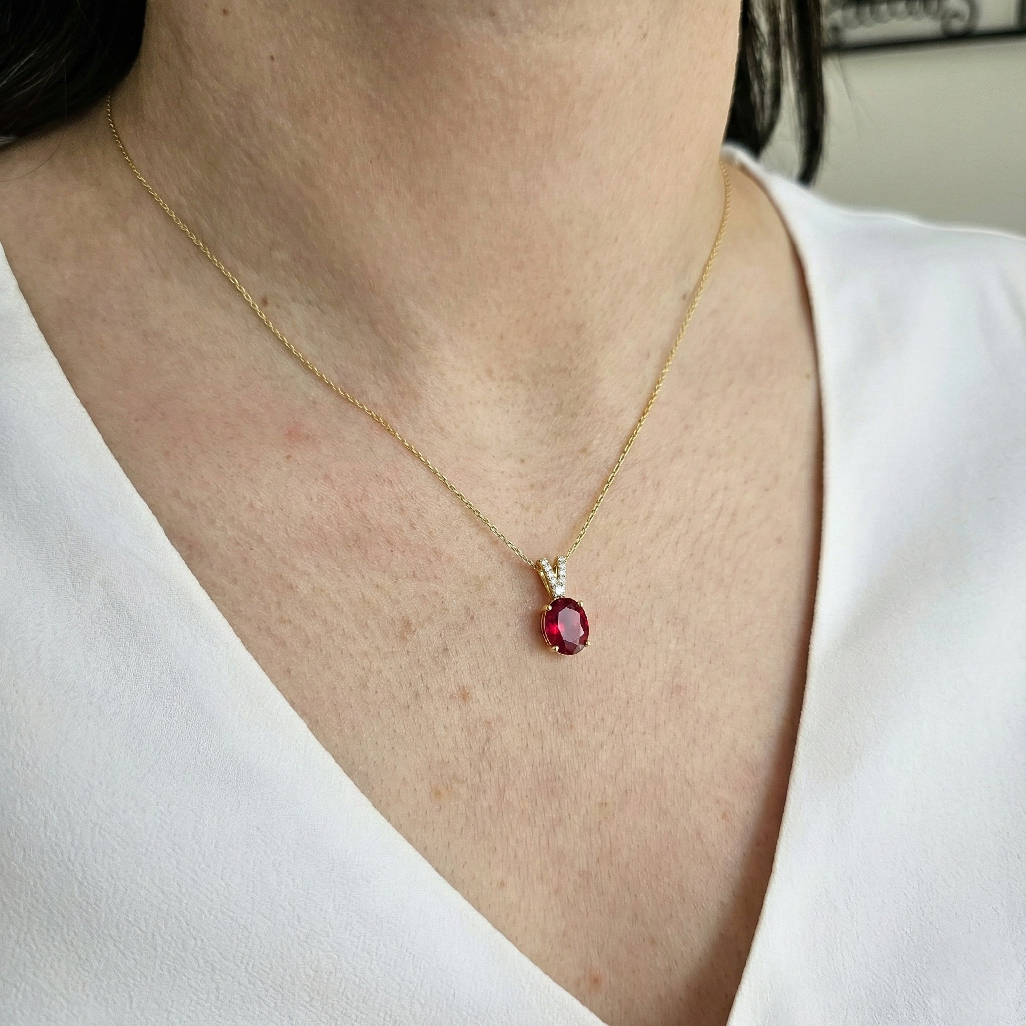 Ruby Solitaire Pendant Necklace in 925 Sterling Silver 1.2ct