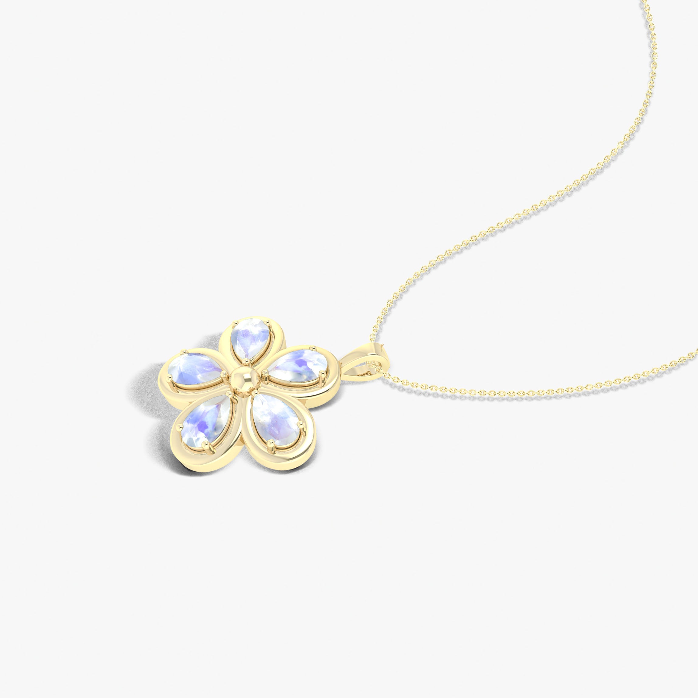 Natural Moonstone Flower Style Pendant Chain Necklace