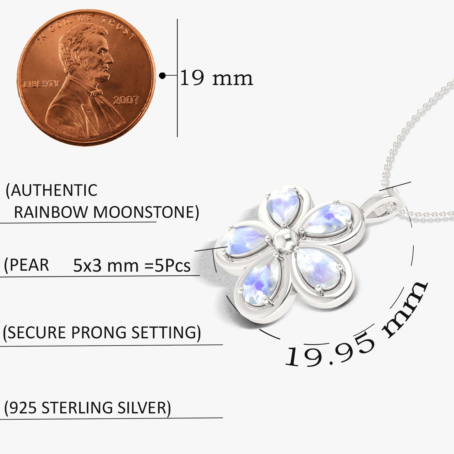 Natural Moonstone Flower Style Pendant Chain Necklace