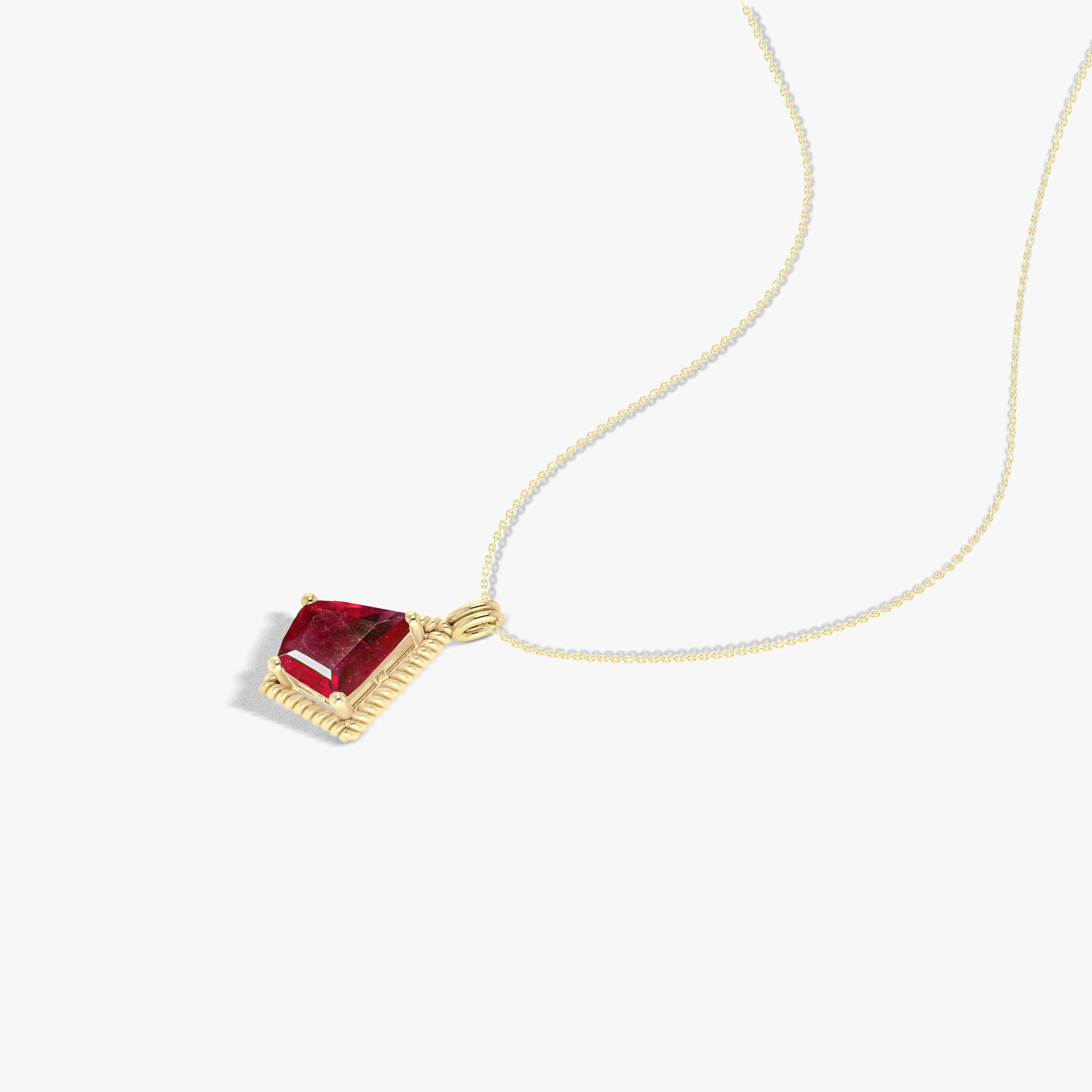 Natural Ruby Kite Style Chain Pendant Necklace