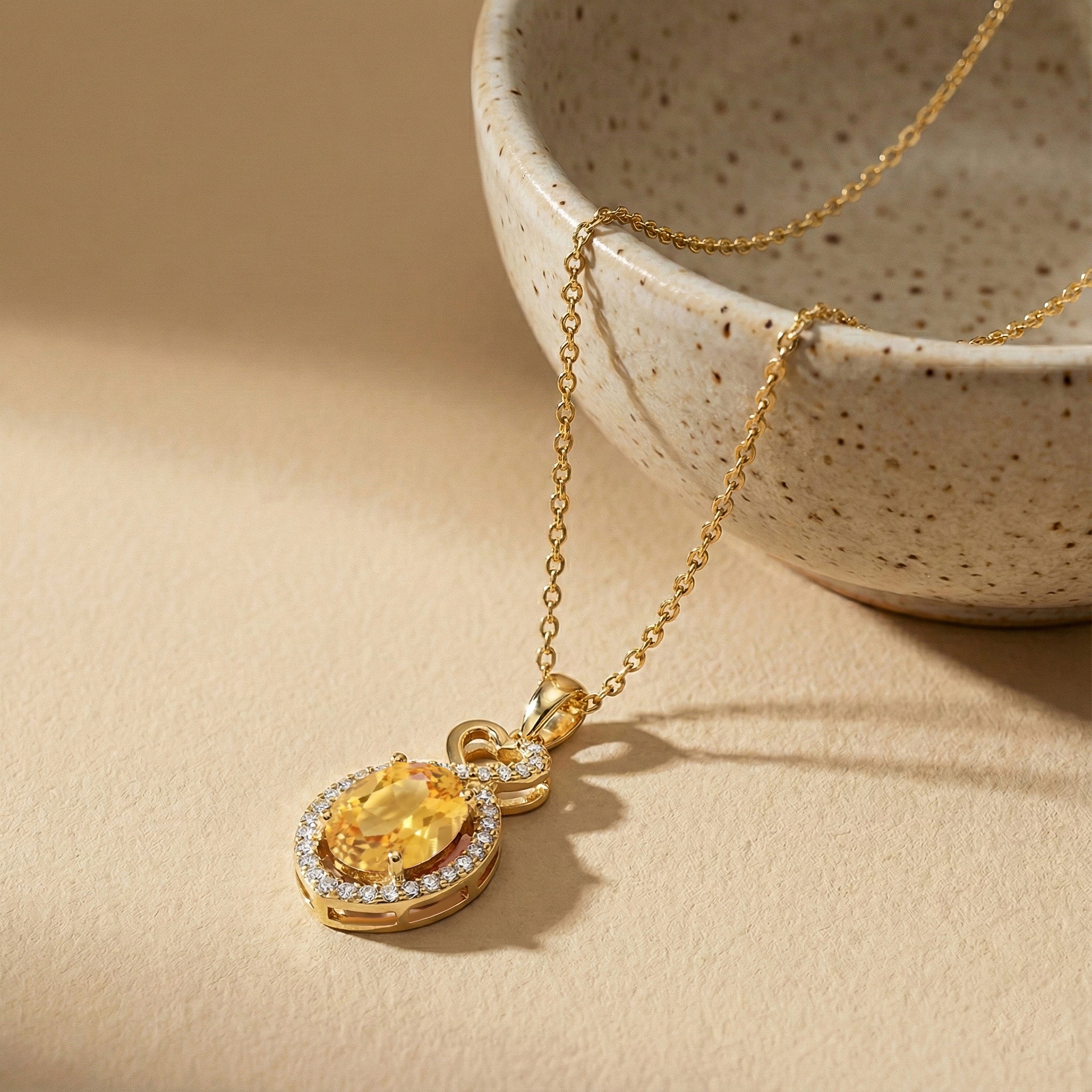 Natural Citrine Oval Infinity Twist Heart Pendant Necklace in 925 Sterling Silver 1.2ct