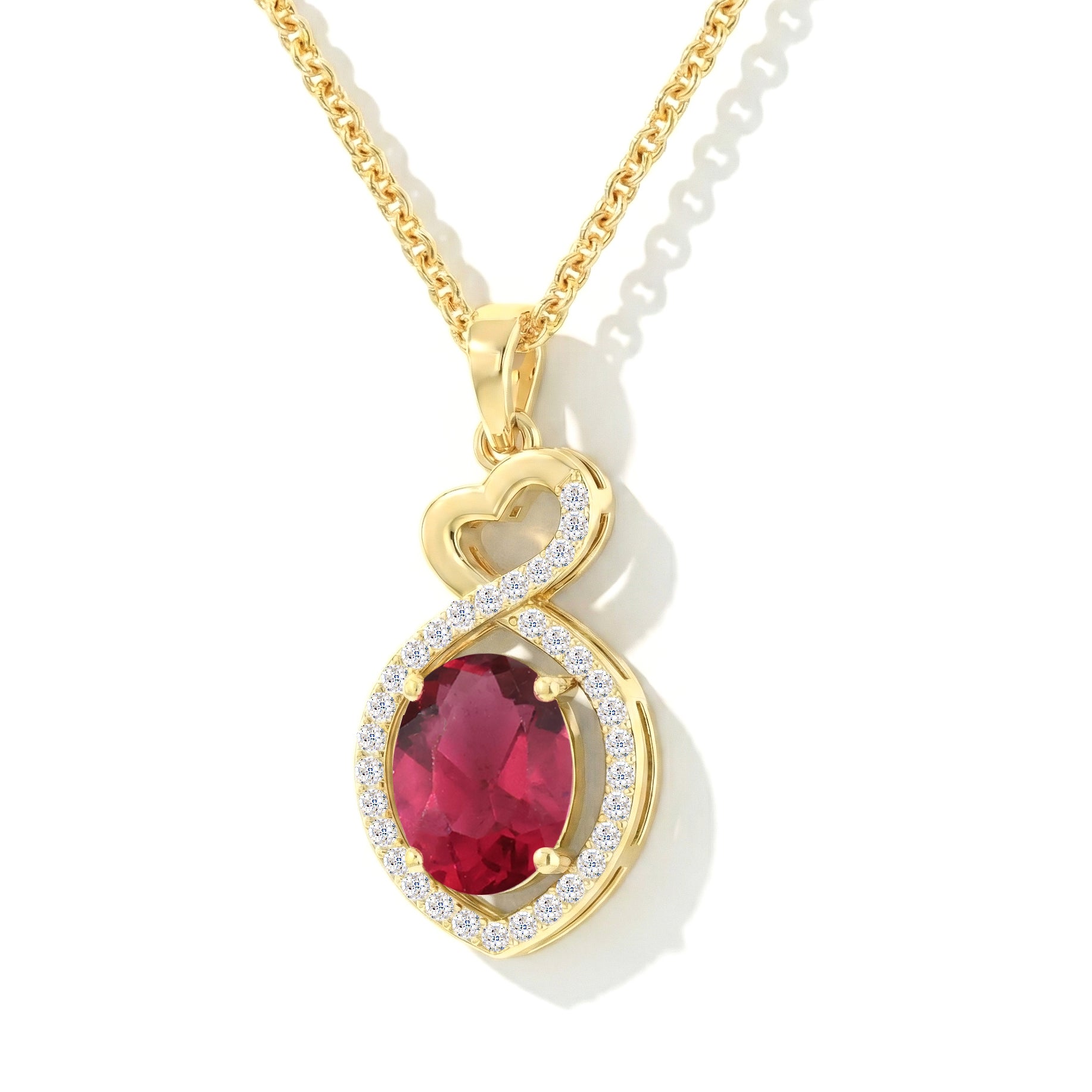 Pink Tourmaline Oval Infinity Twist Heart Pendant Necklace in 925 Sterling Silver 1.2ct