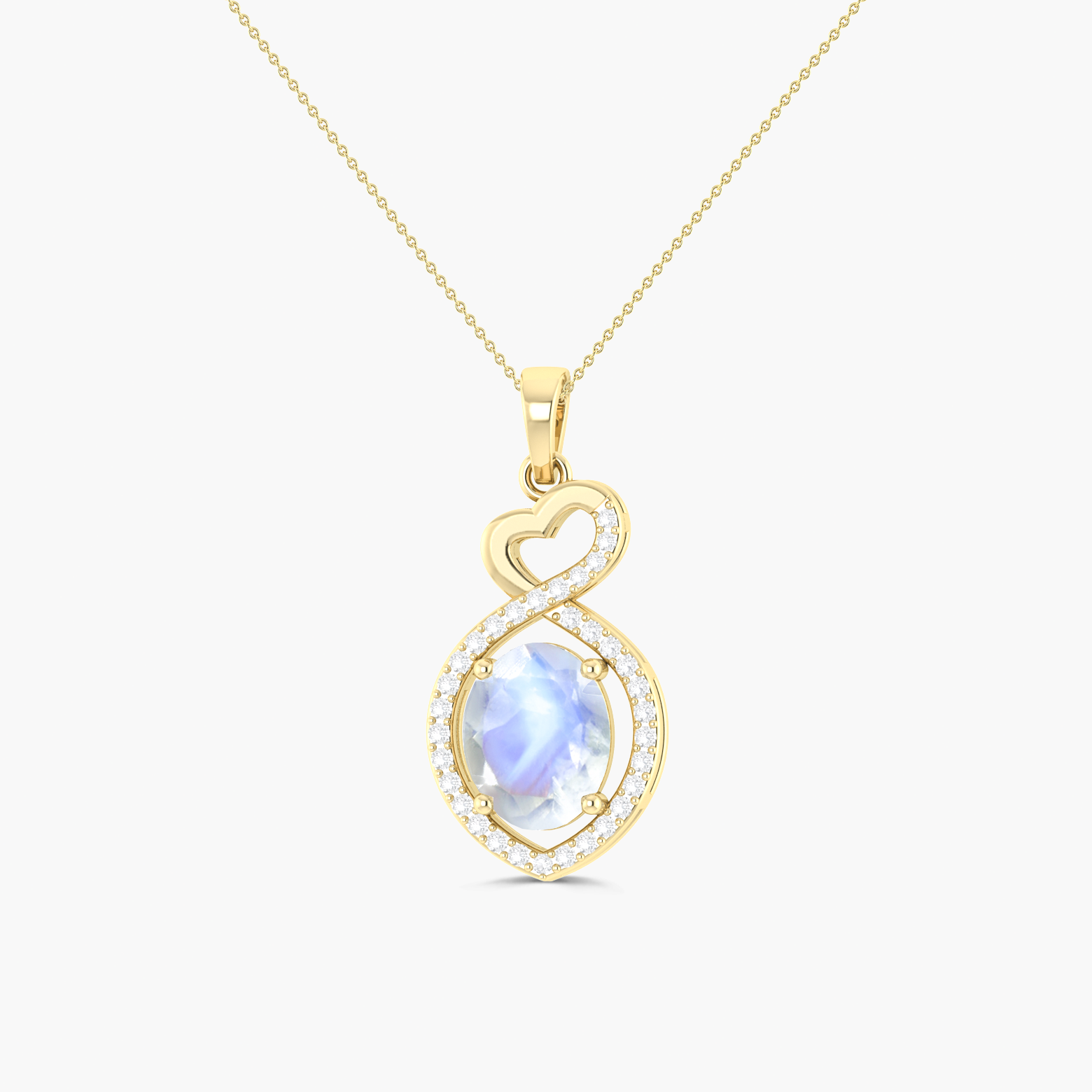 Natural Moonstone Mini Heart Style Chain Pendant Necklace