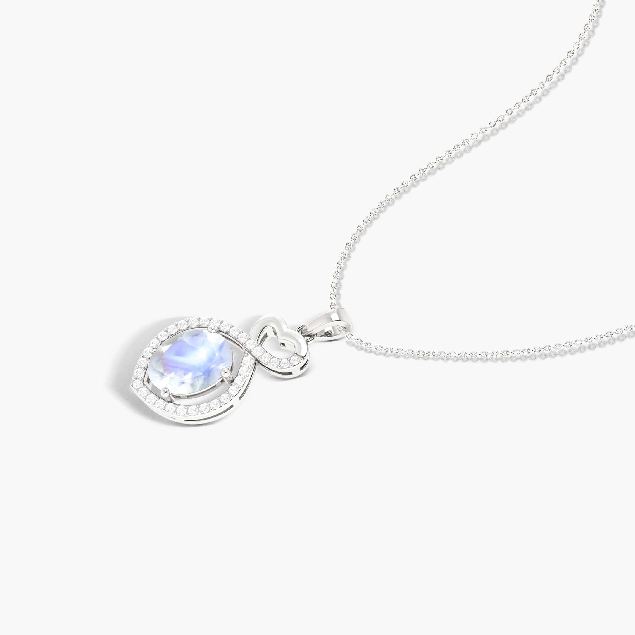 Natural Moonstone Mini Heart Style Chain Pendant Necklace
