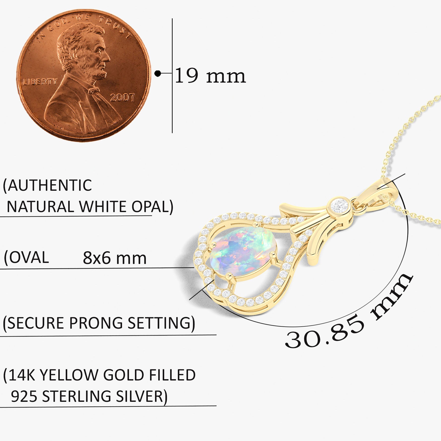 Designer Tear Drop Style Chain Pendant Necklace Natural White Opal in Silver