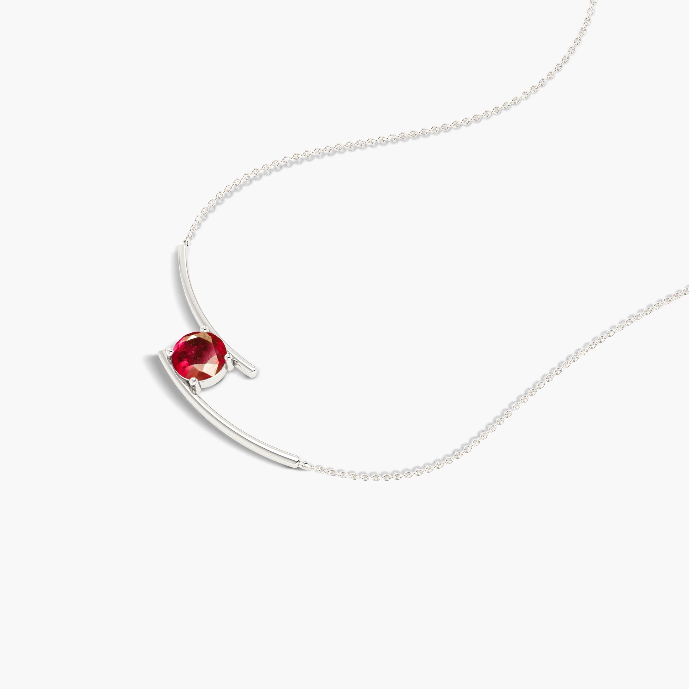 Bypass Pendant Chain Necklace with 7 MM Natural Ruby