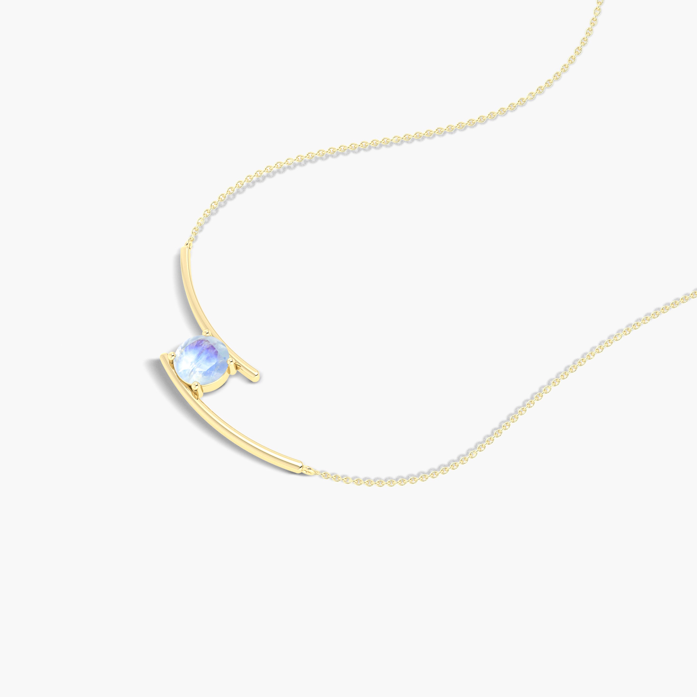 Bypass Pendant Chain Necklace with 7 MM Natural Moonstone