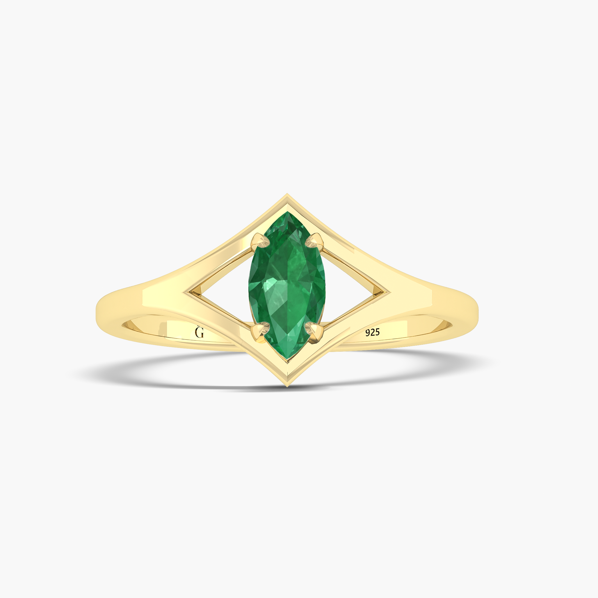 Beautiful dainty Marquise Lab-Grown Emerald ring