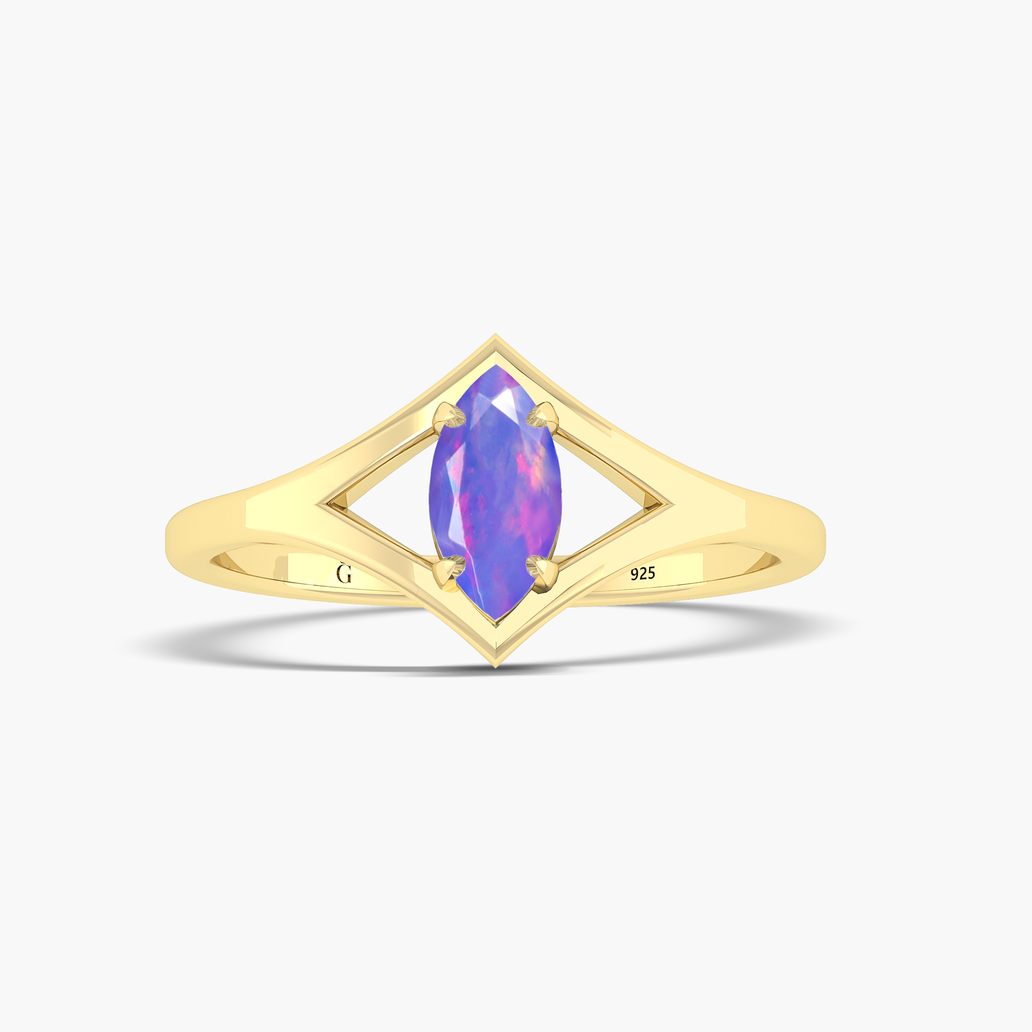 Dainty Marquise Lavender fire Ethiopian opal ring