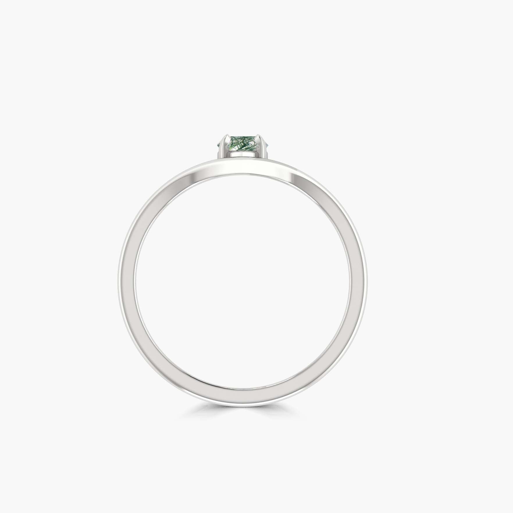 Dainty Marquise Shape Moss Agate Handcrafted ring