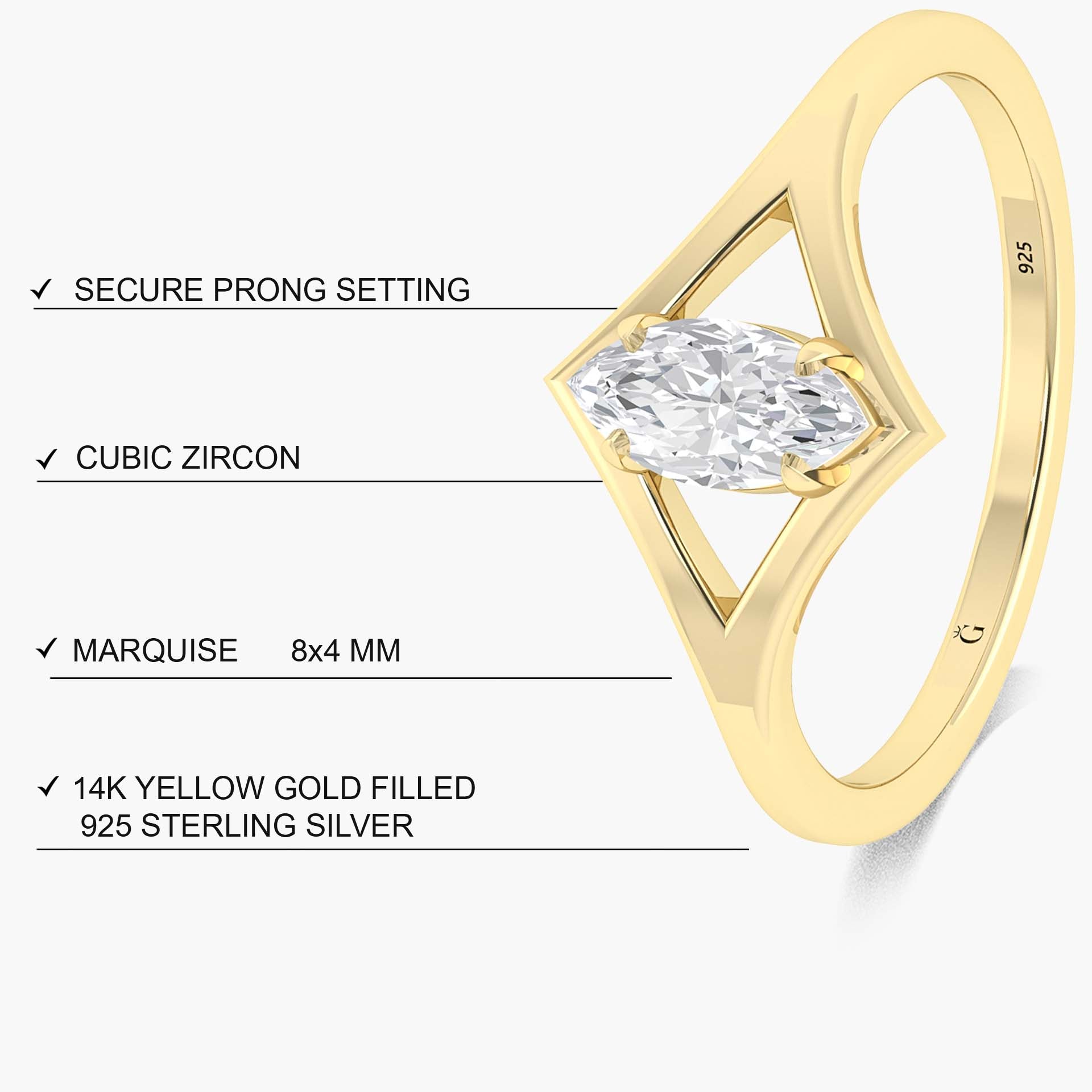 Marquise simulated diamond zircon Wedding or engagement ring