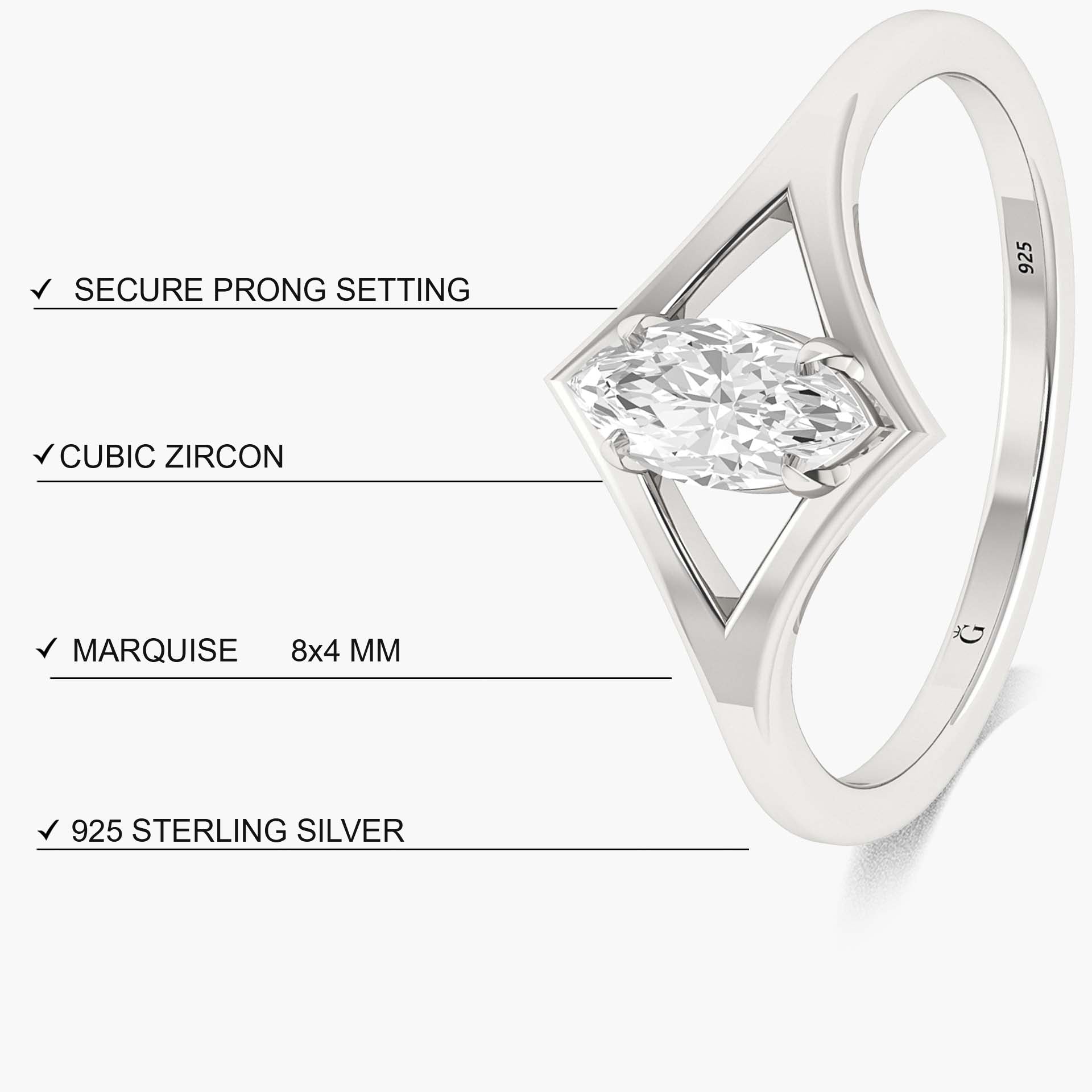 Marquise simulated diamond zircon Wedding or engagement ring
