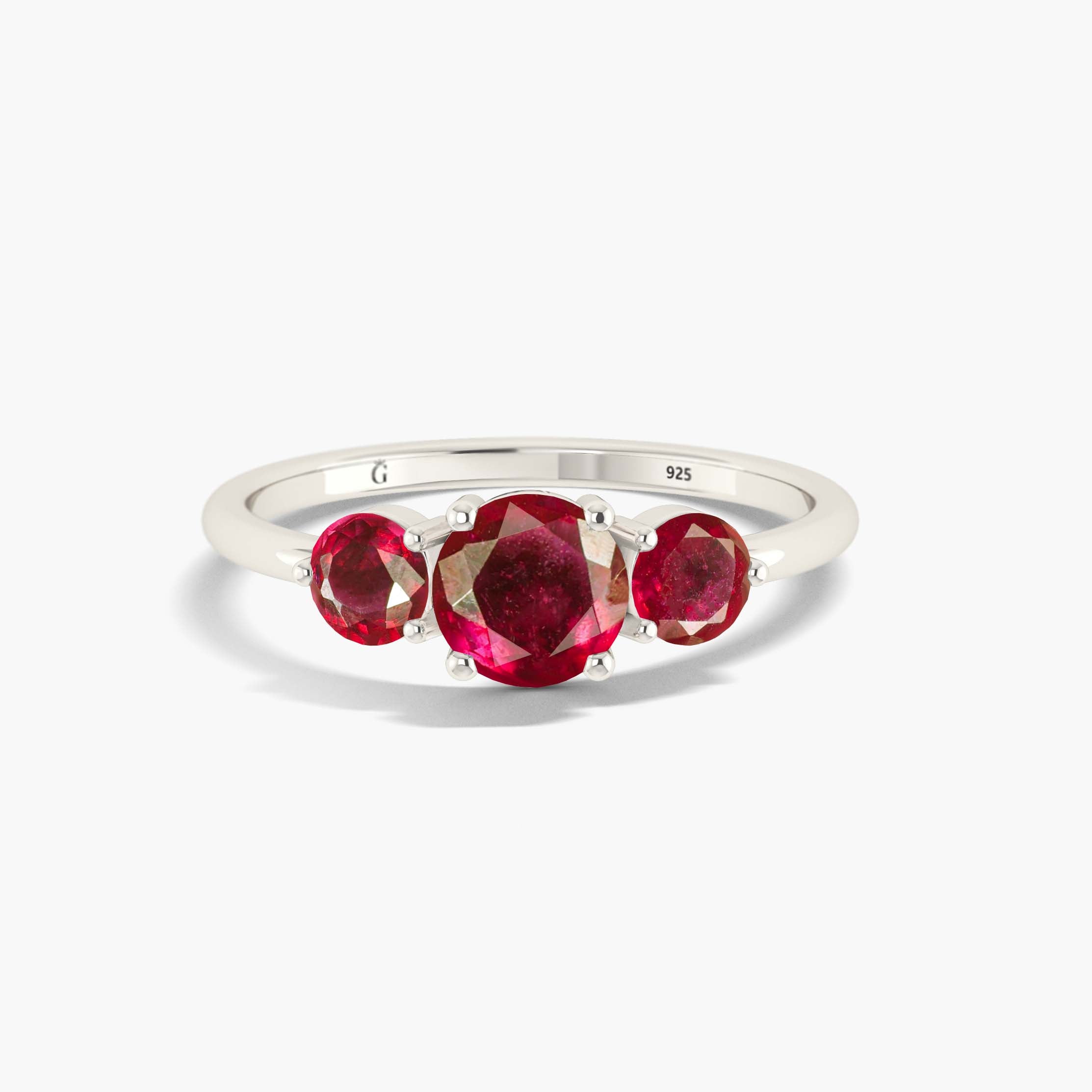 3 Round Gorgeous red Rose Ruby ring for her