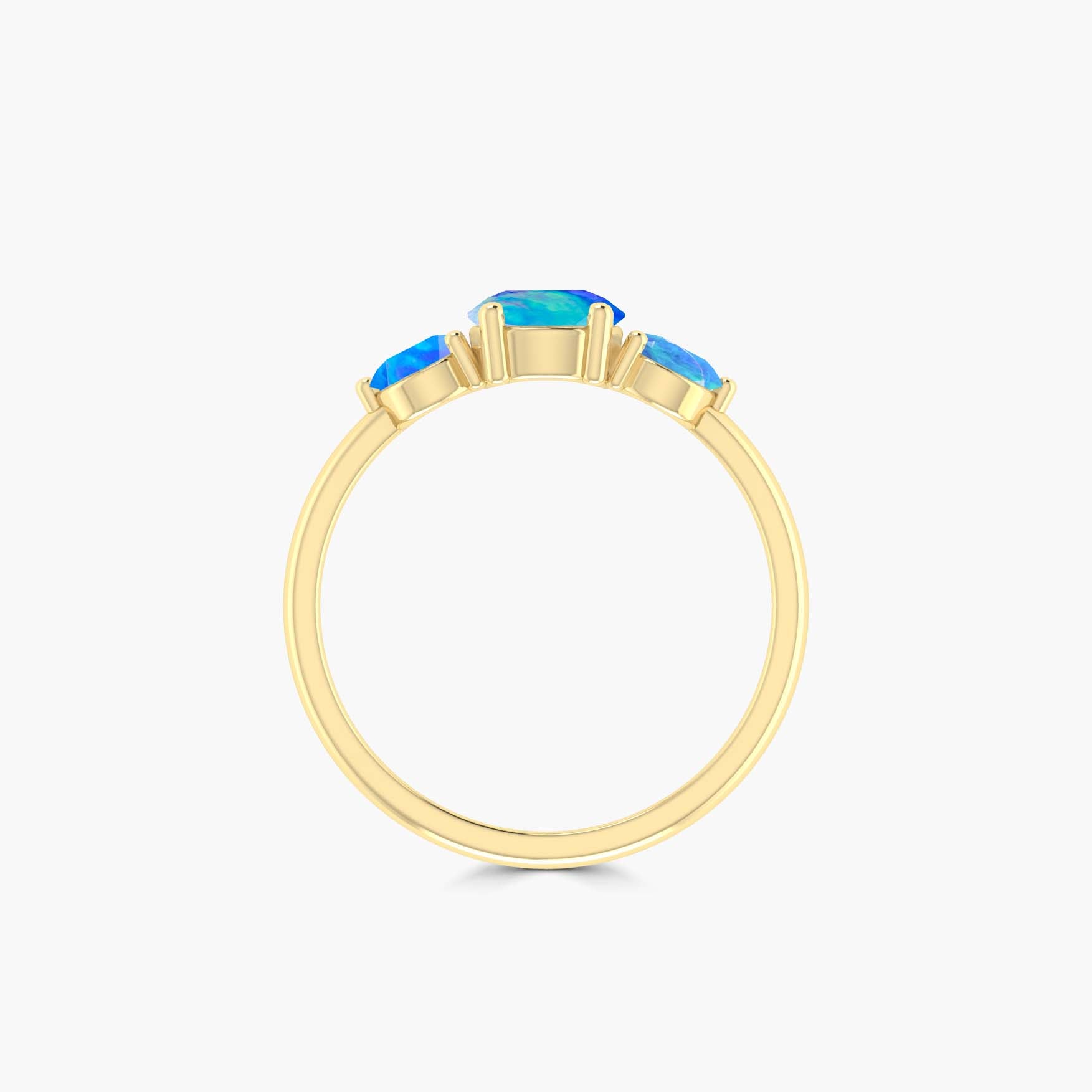Genuine fire Blue Ethiopian opal round stones ring