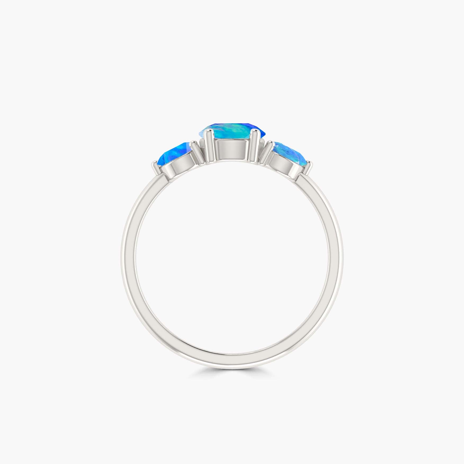 Genuine fire Blue Ethiopian opal round stones ring