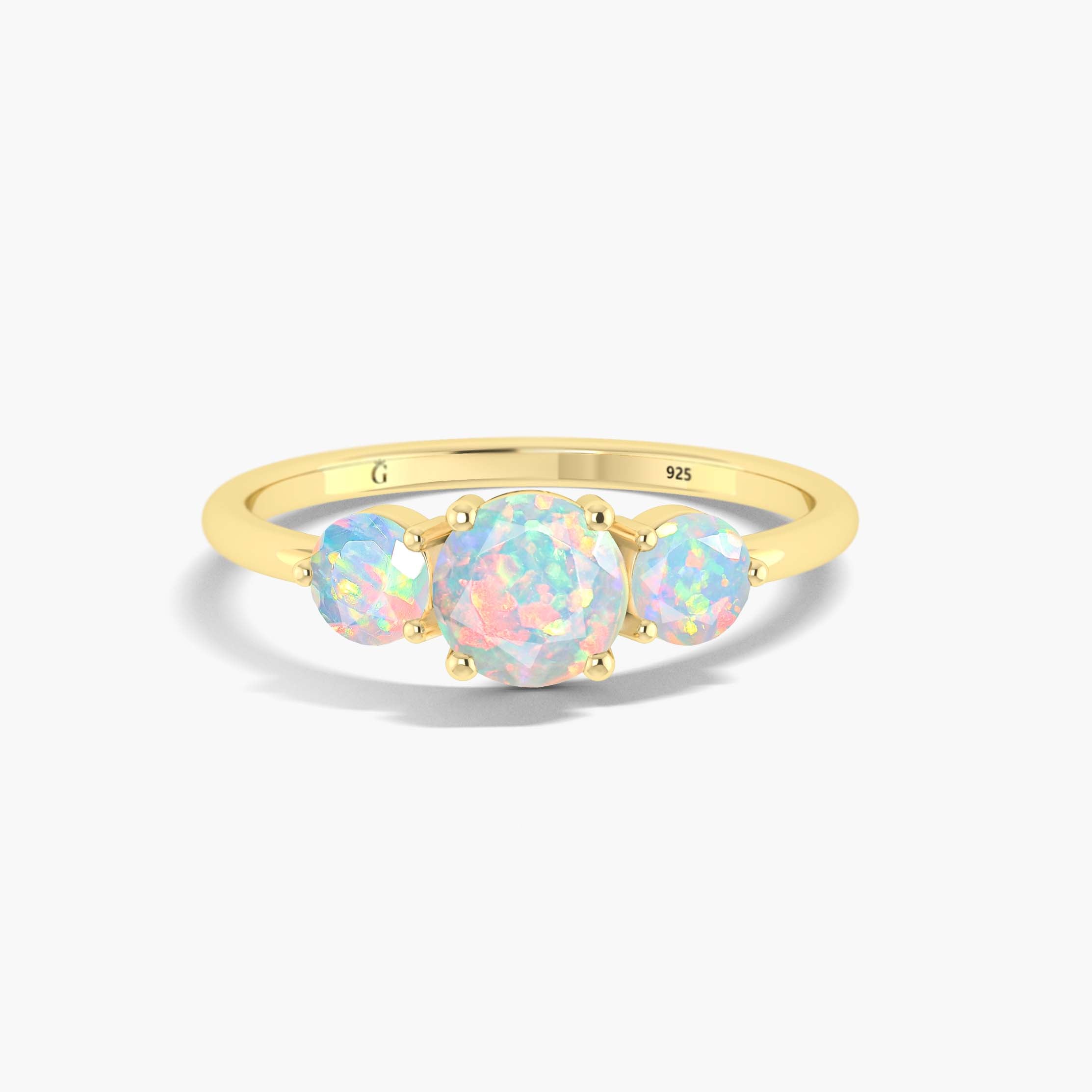 Genuine fire Ethiopian Opal Wedding ring